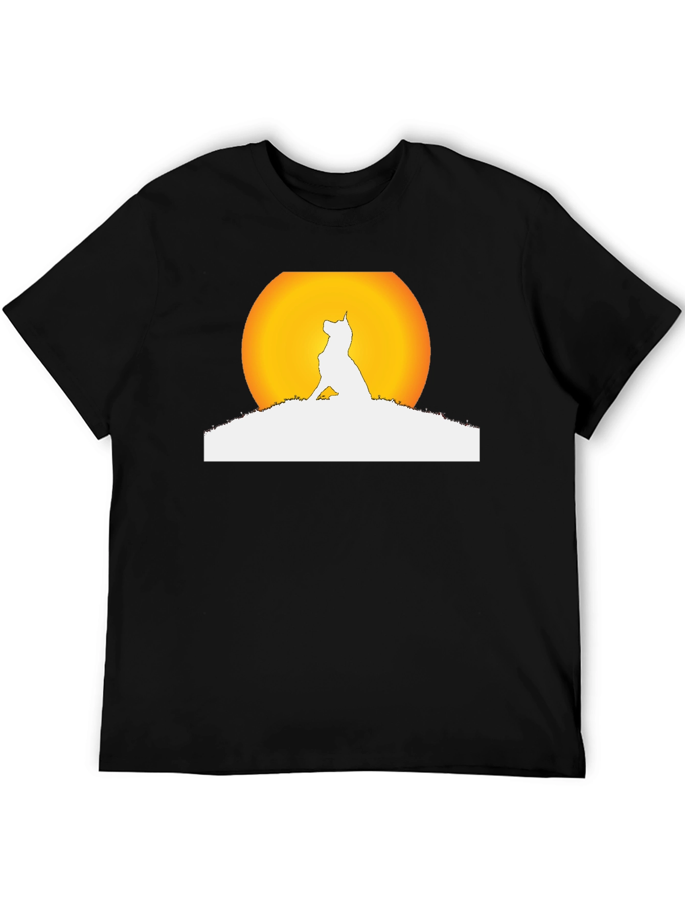 Dog Silhouette Moon Graphic Black T-Shirt