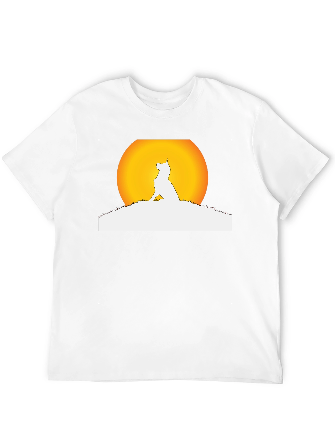 Dog Silhouette Moon Graphic Black T-Shirt