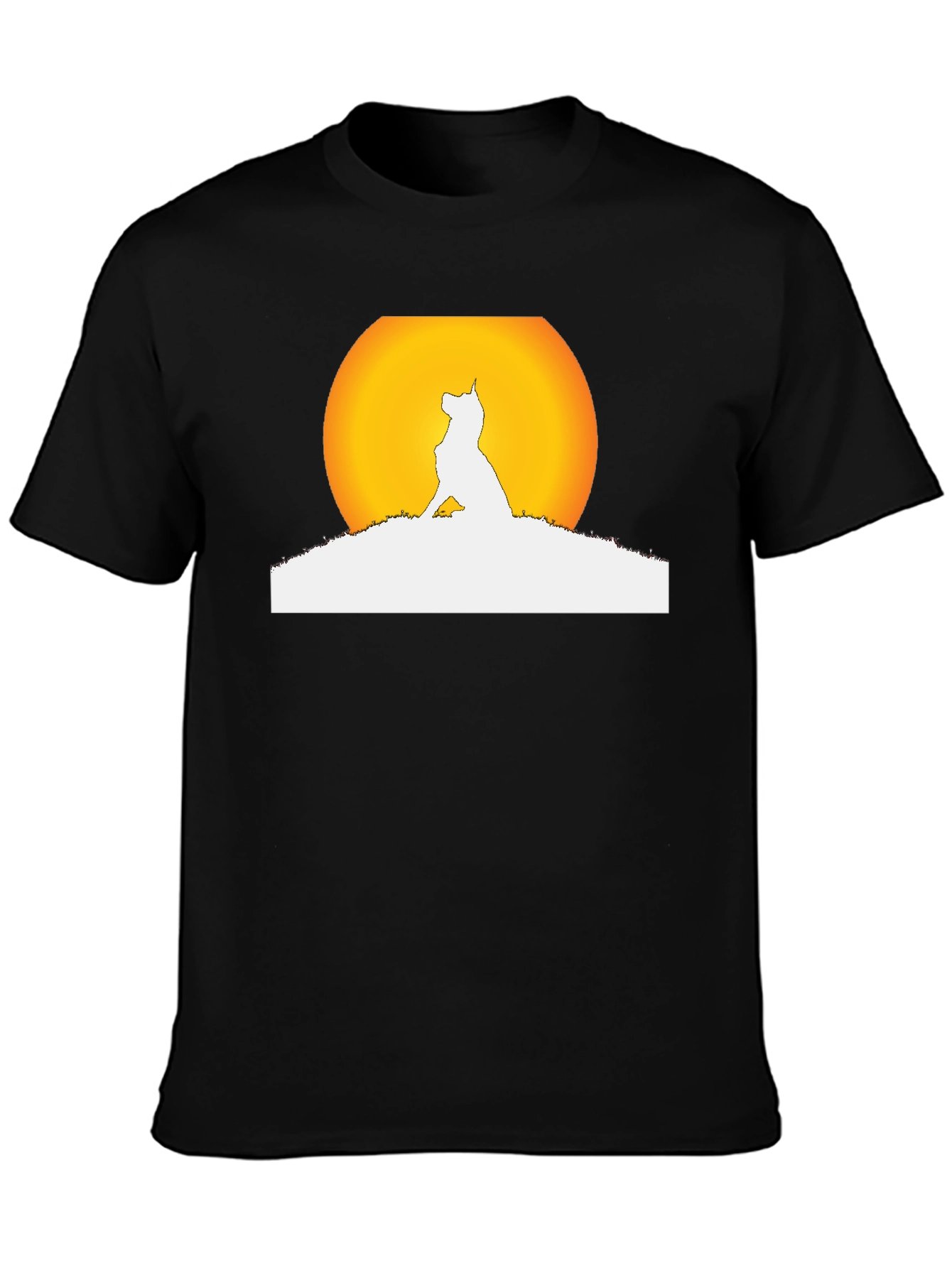 Dog Silhouette Moon Graphic Black T-Shirt