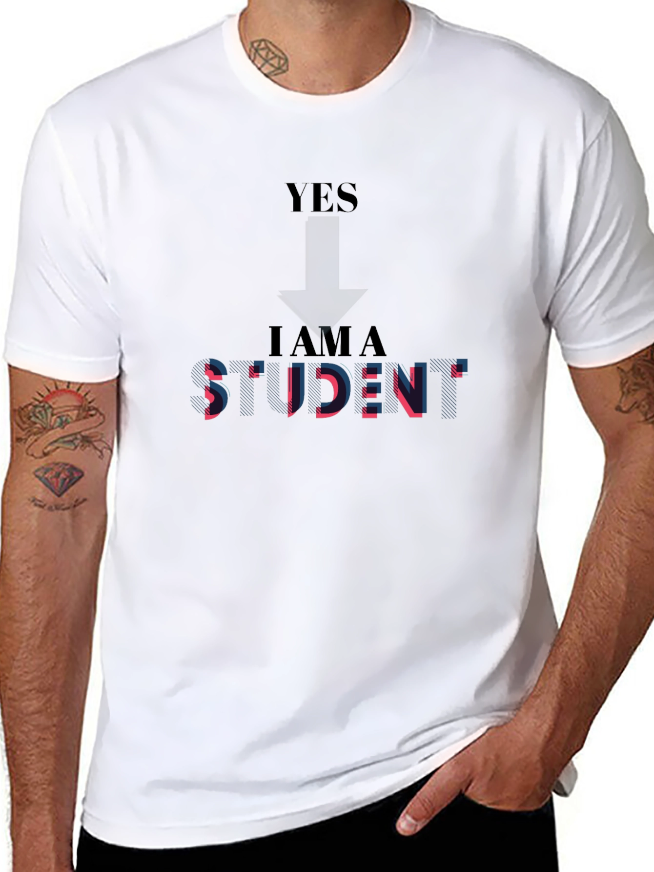I AM A STUDENT Black Graphic T-Shirt