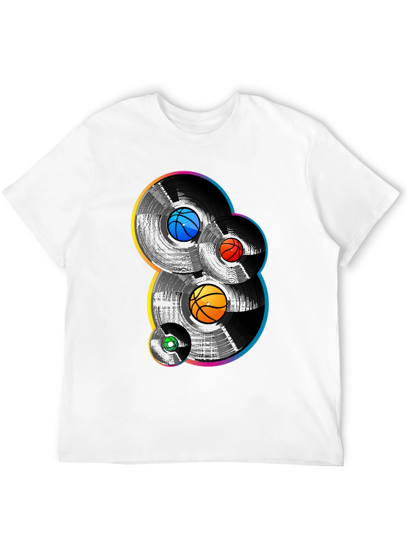Retro Basketball Vinyl Record Graphic T-Shirt