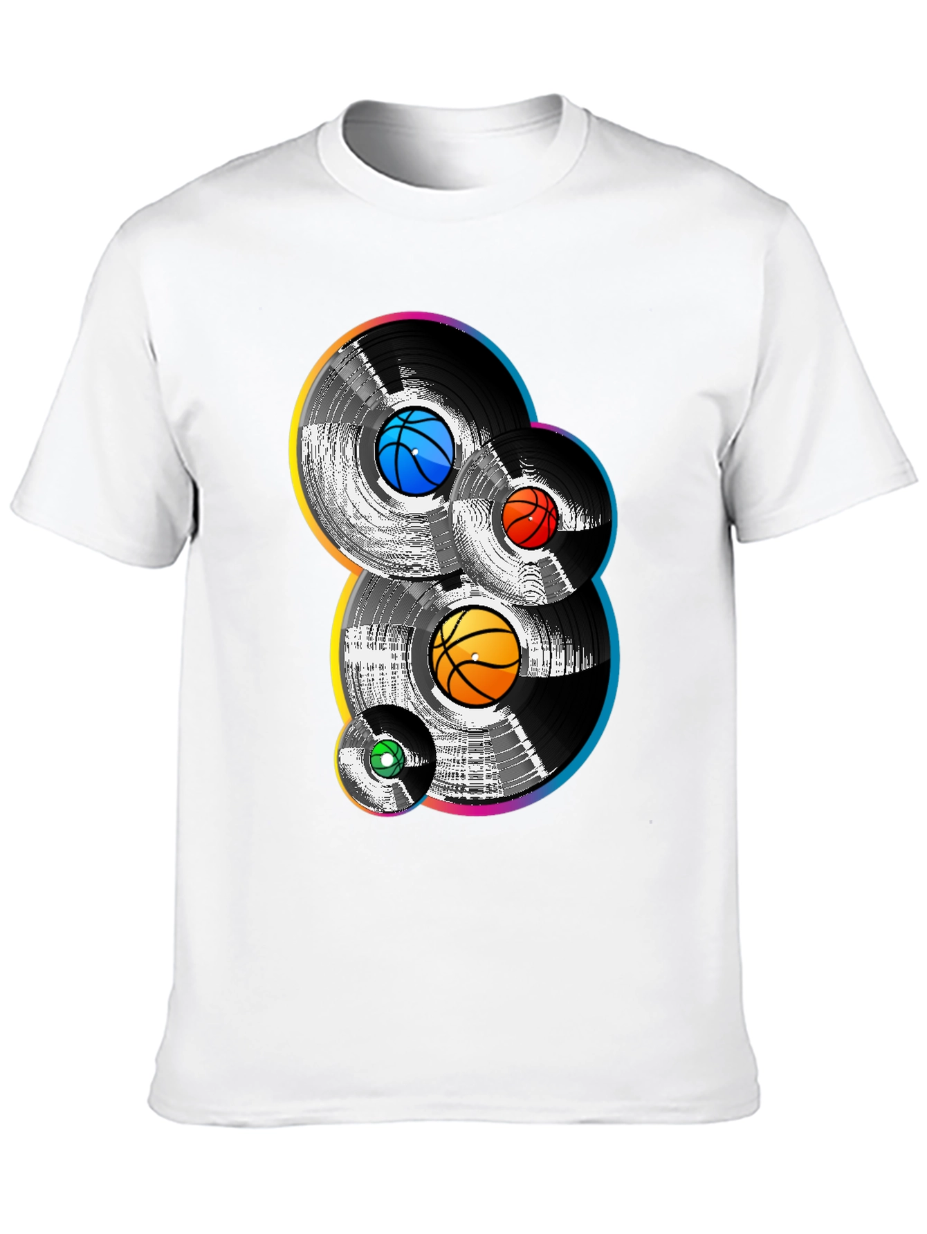 Retro Basketball Vinyl Record Graphic T-Shirt
