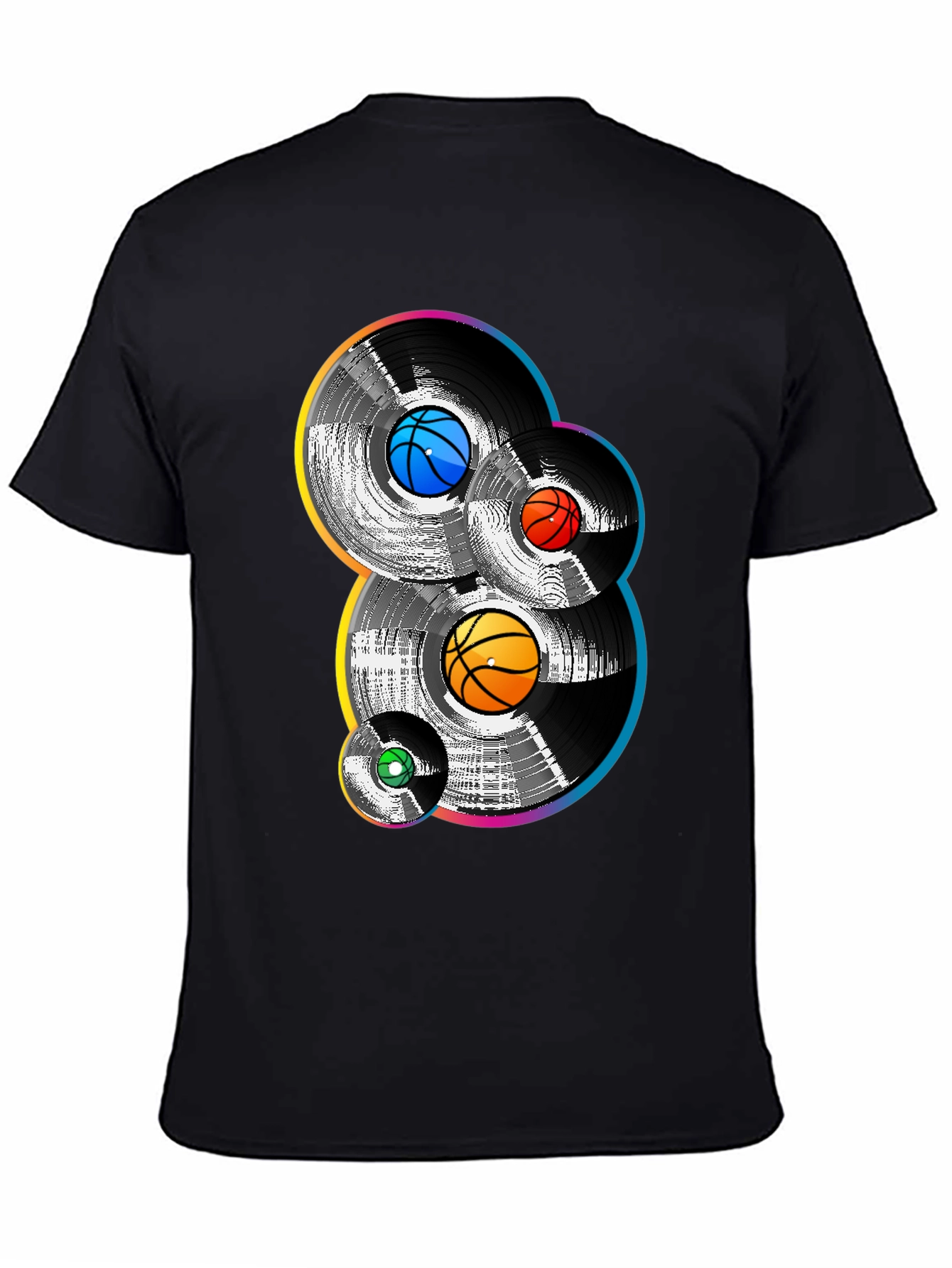 Retro Basketball Vinyl Record Graphic T-Shirt