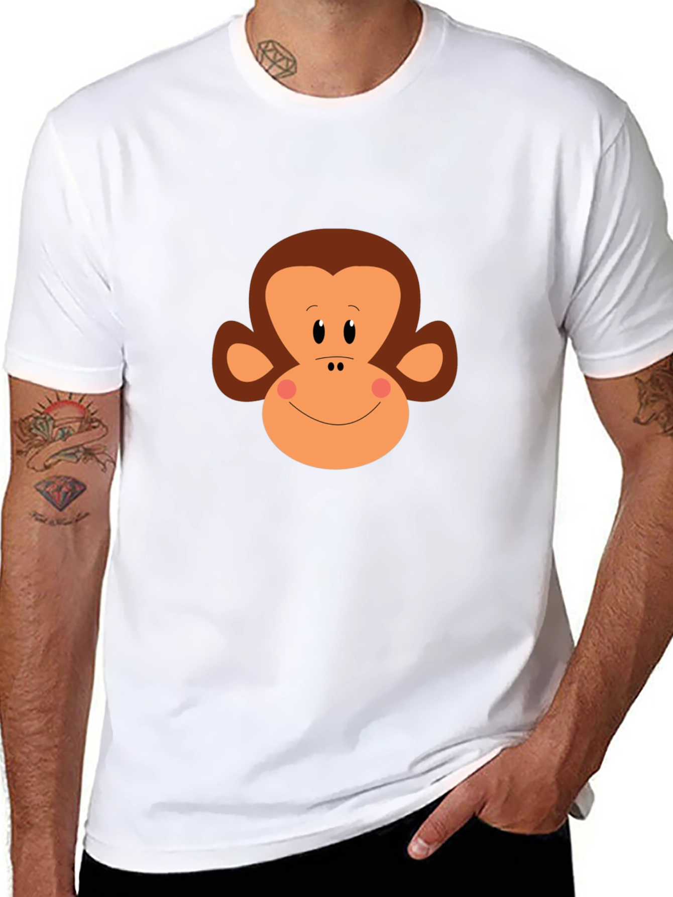 Monkey Face Graphic Tee - Black Cotton T-Shirt
