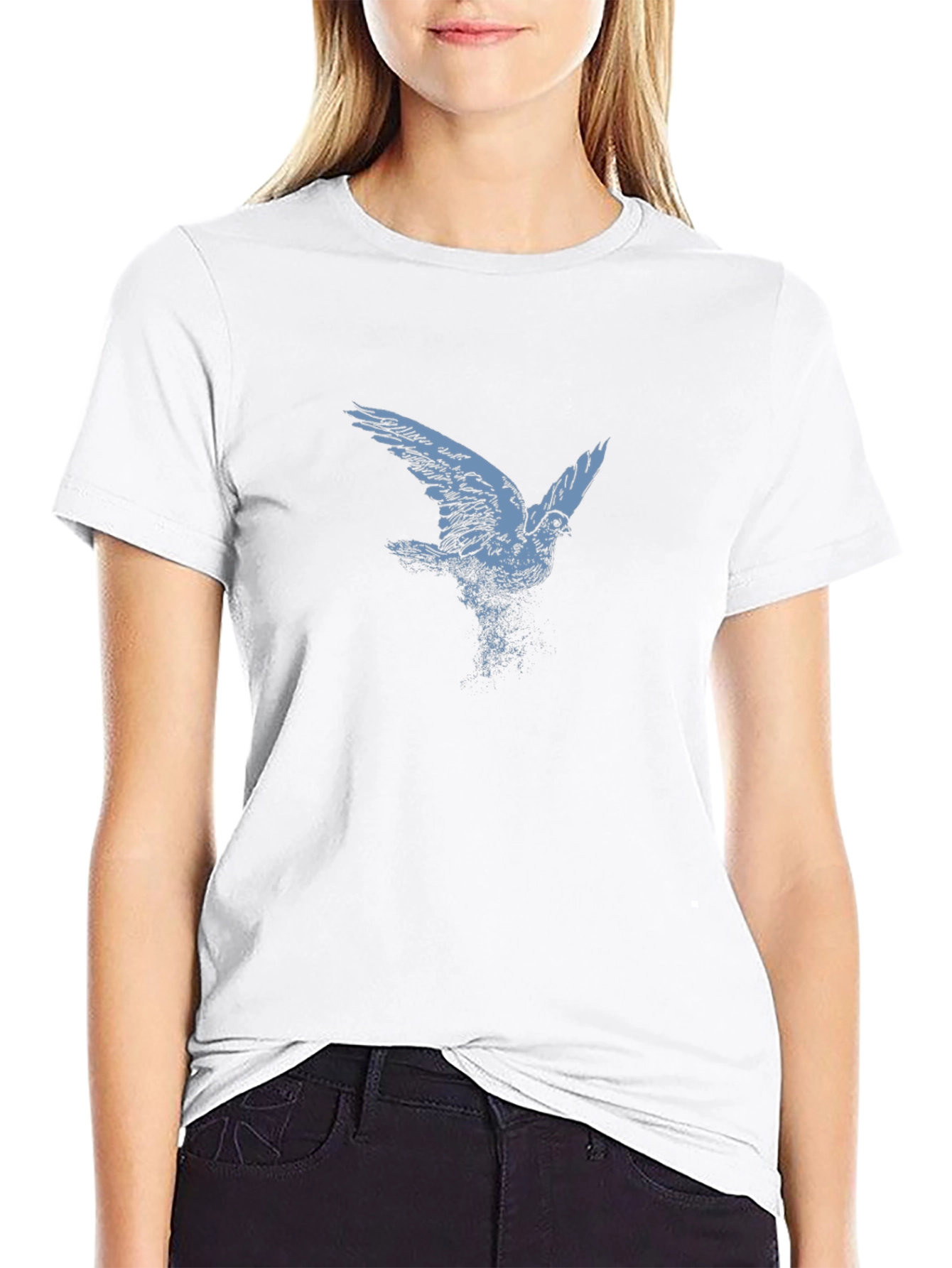 Bird Graphic Print Black T-Shirt