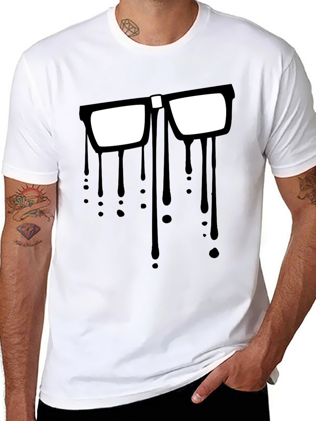 Dripping Glasses Graphic Tee - Modern Artsy Style