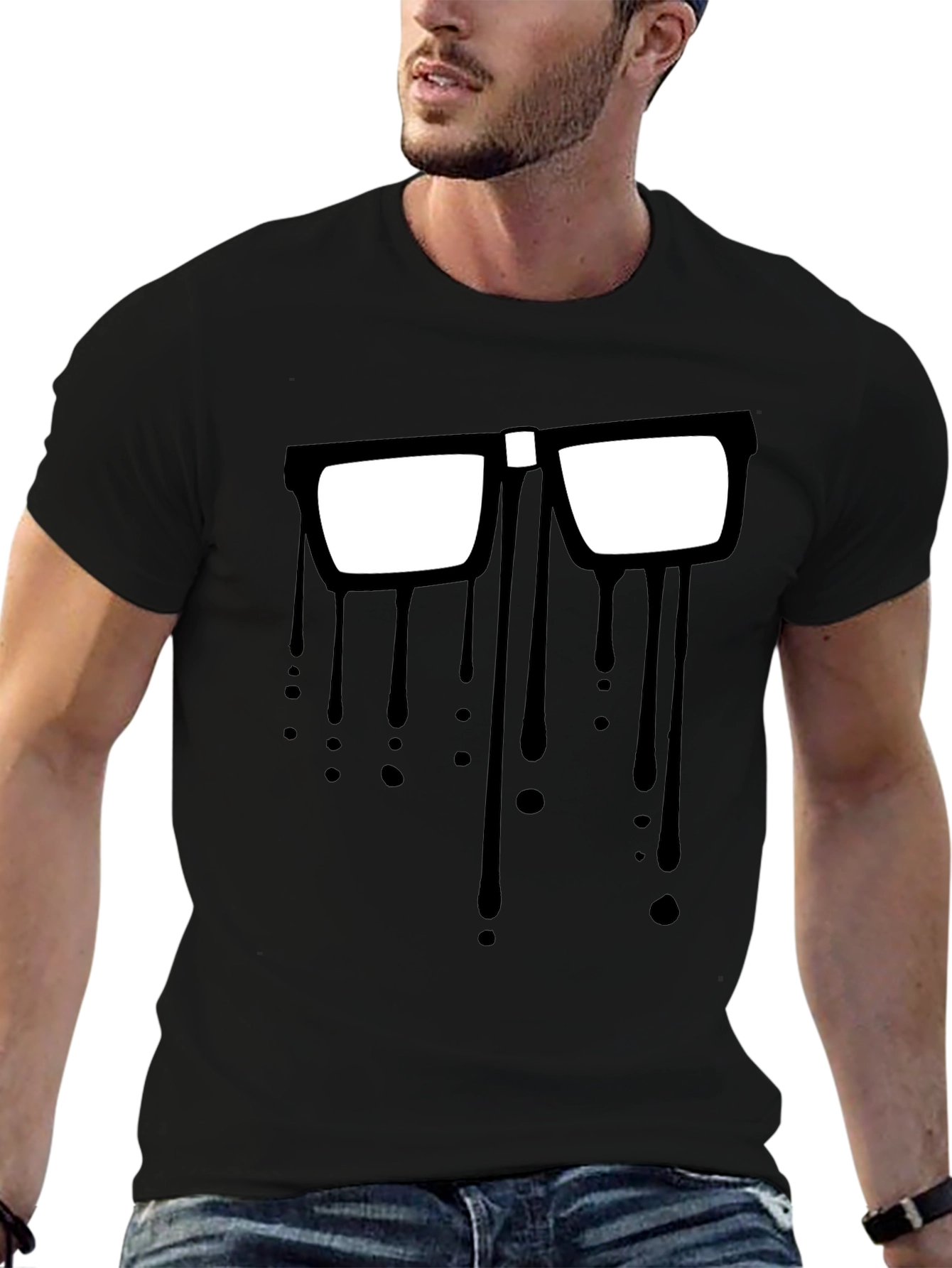 Dripping Glasses Graphic Tee - Modern Artsy Style