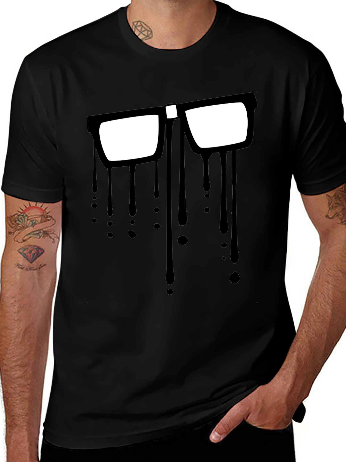 Dripping Glasses Graphic Tee - Modern Artsy Style