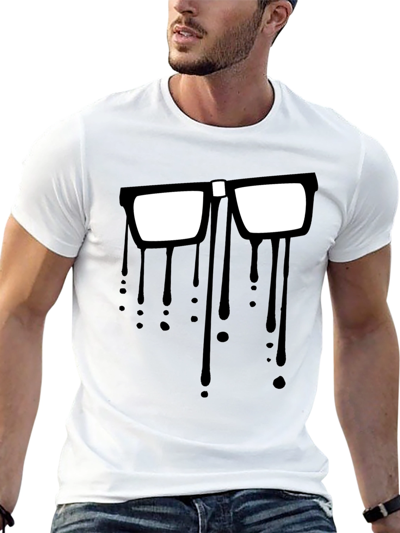 Dripping Glasses Graphic Tee - Modern Artsy Style