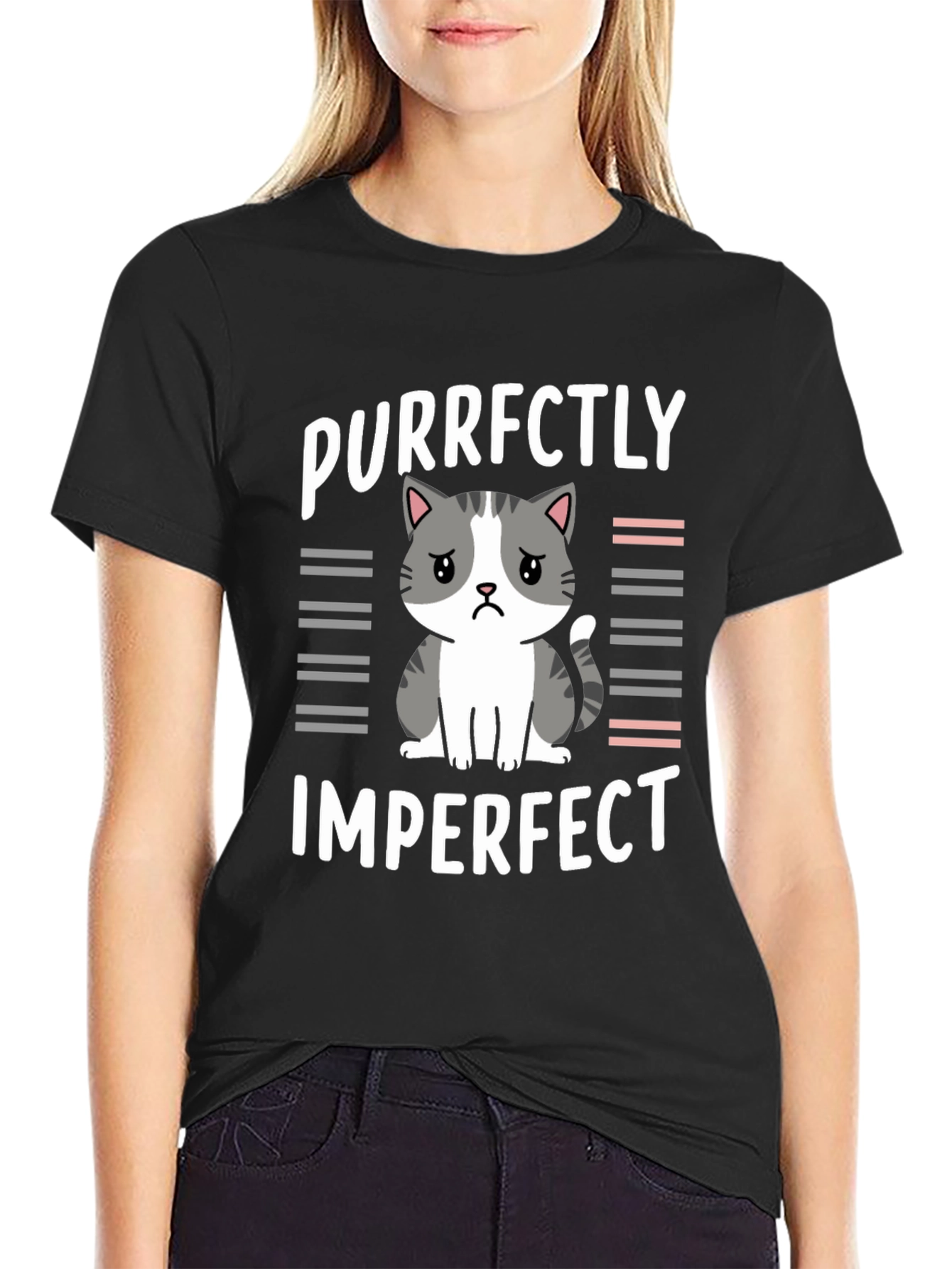 Purrfectly Imperfect Cat Graphic Tee