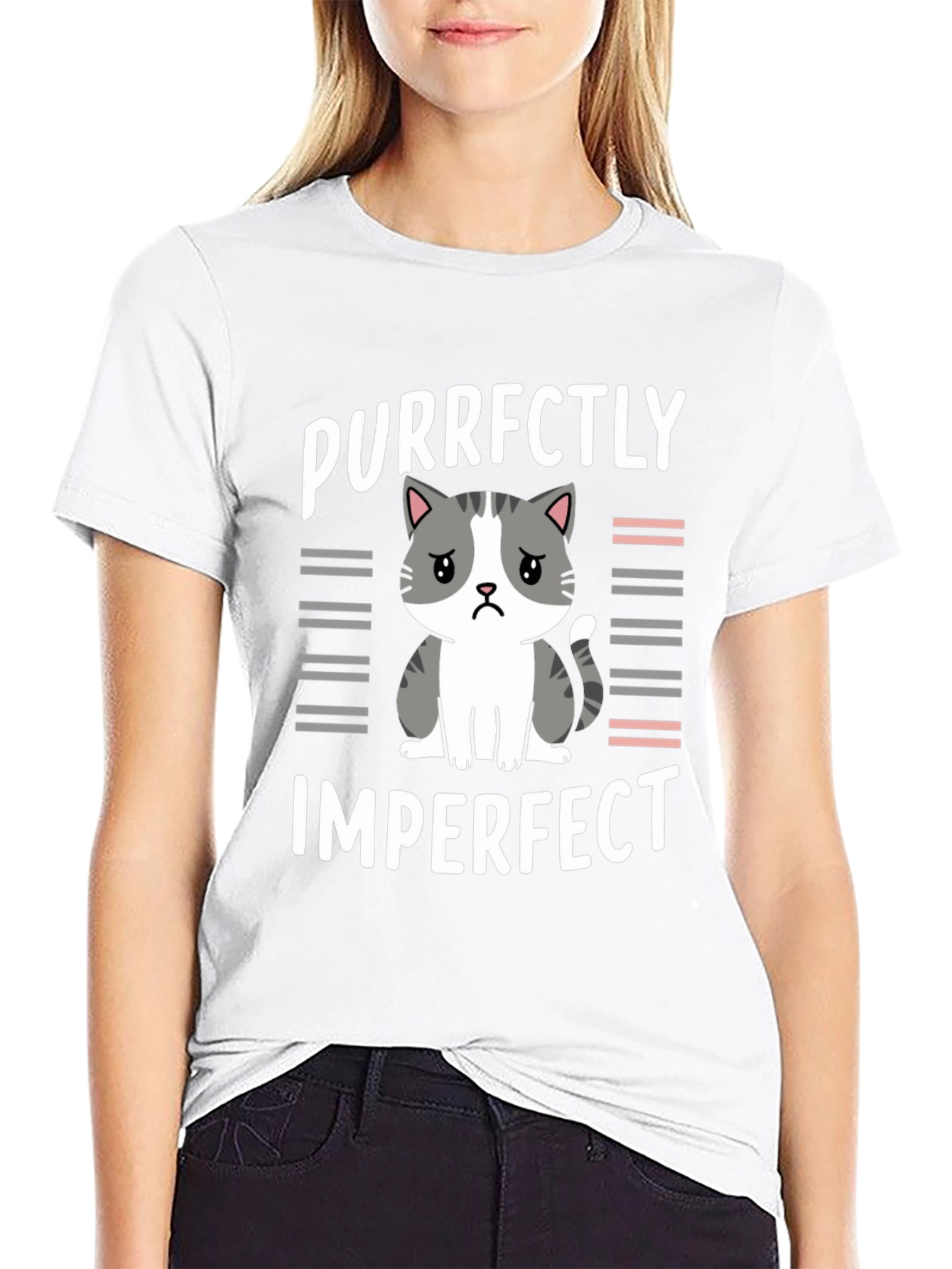 Purrfectly Imperfect Cat Graphic Tee