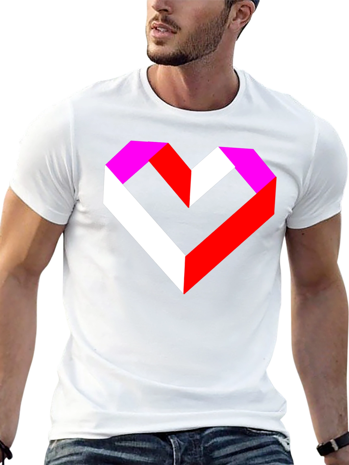 Geometric Heart Graphic Tee - Modern Style