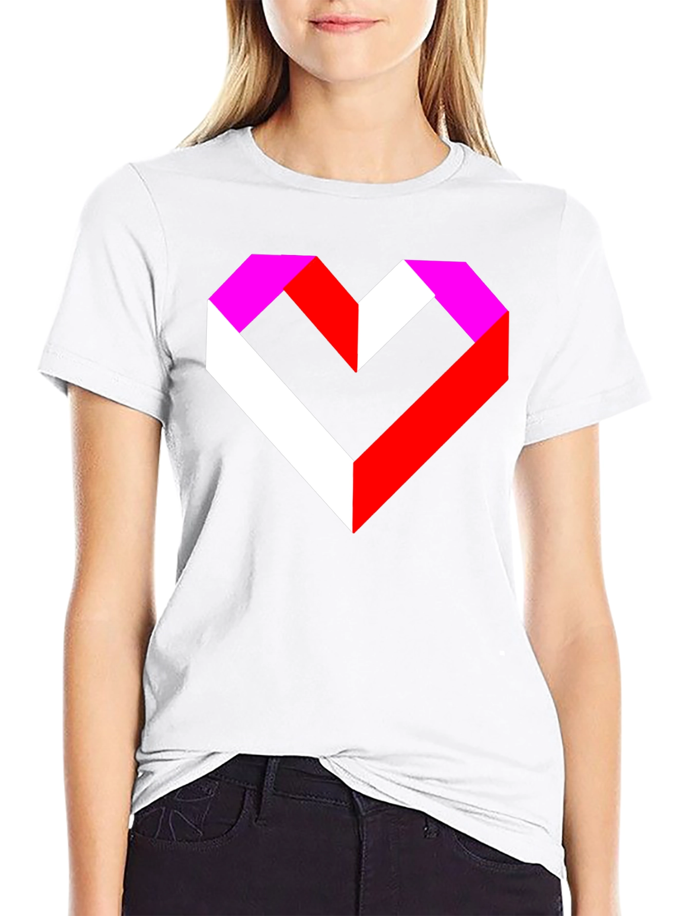 Geometric Heart Graphic Tee - Modern Style