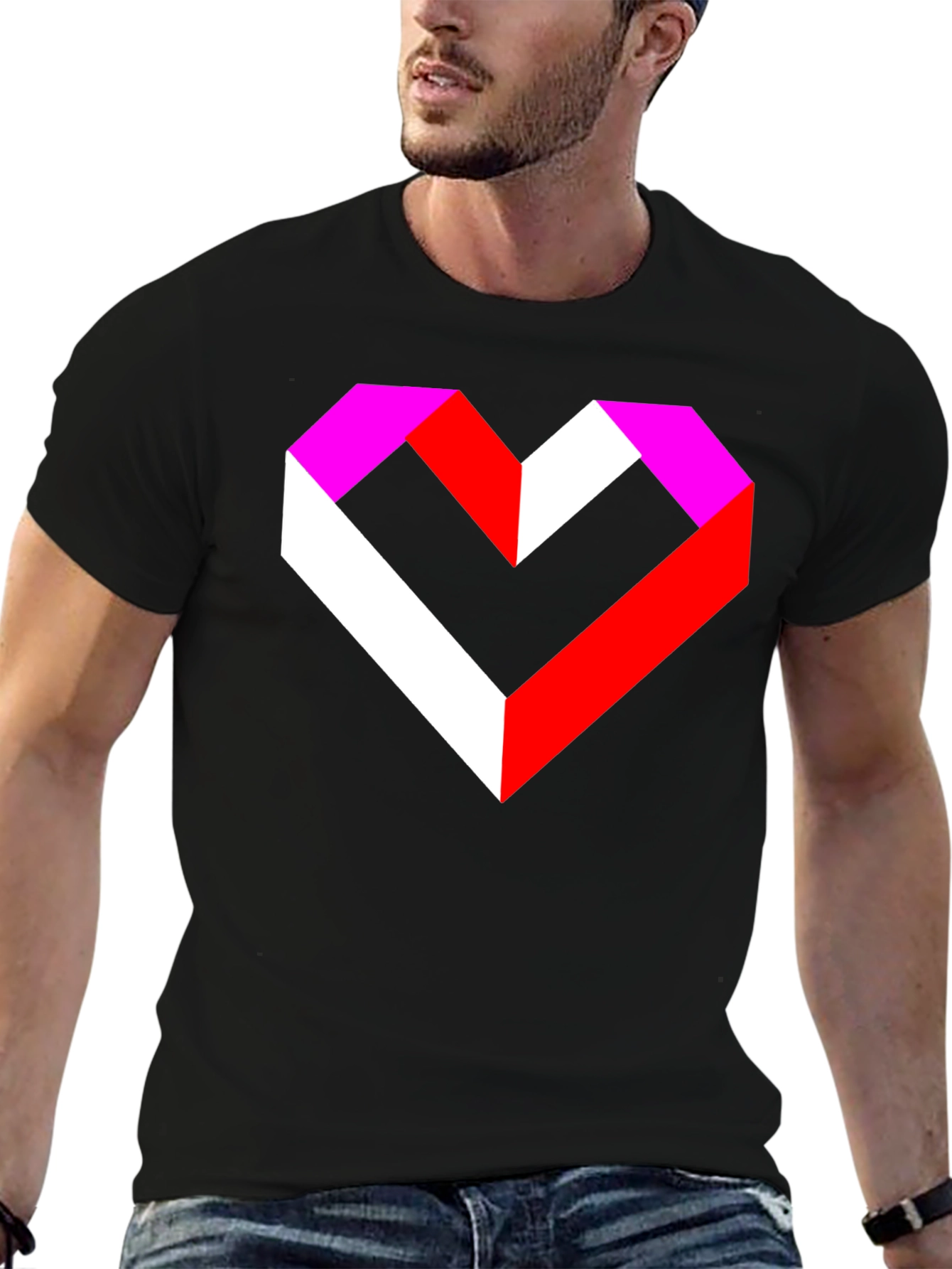 Geometric Heart Graphic Tee - Modern Style