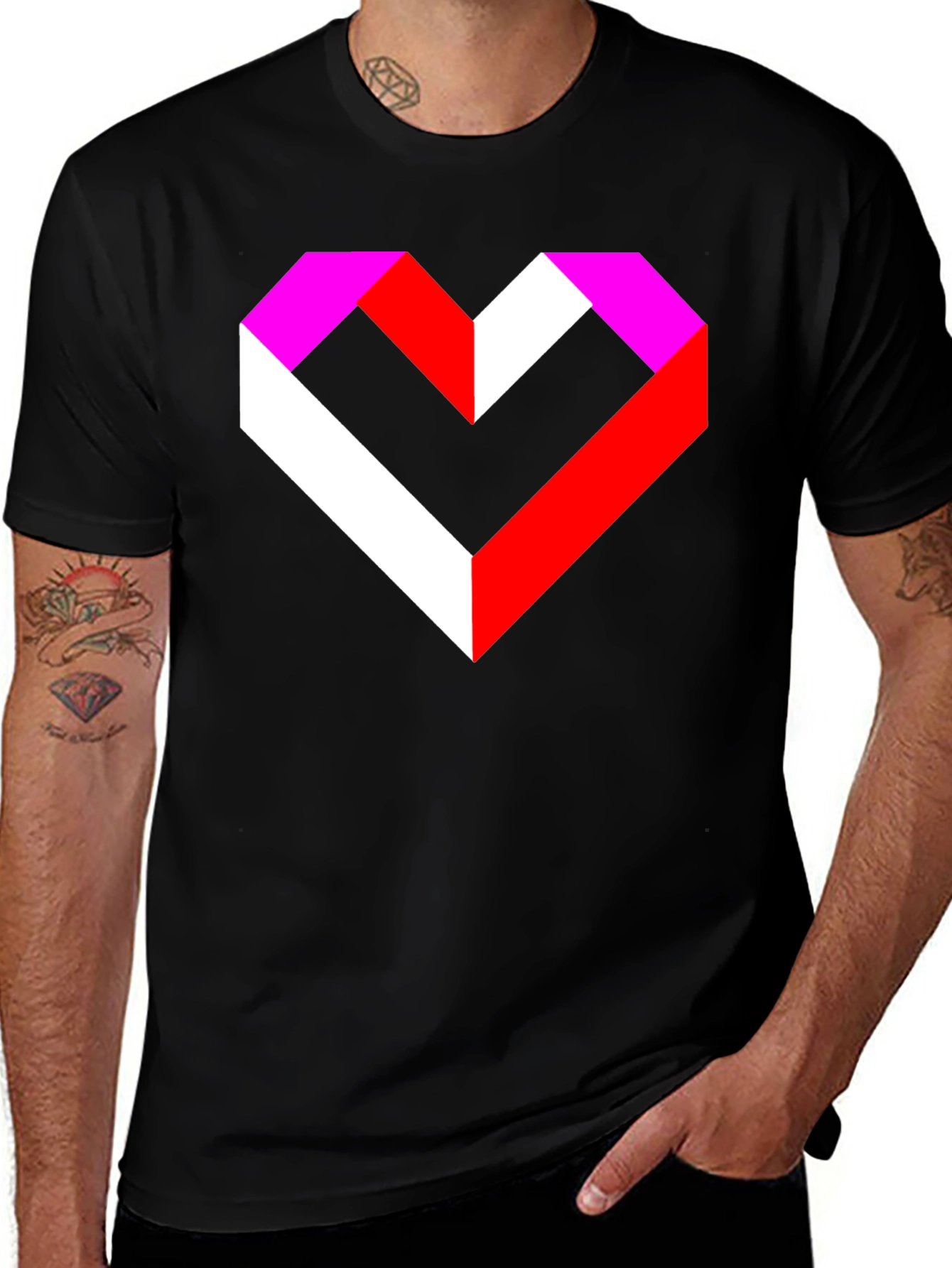 Geometric Heart Graphic Tee - Modern Style