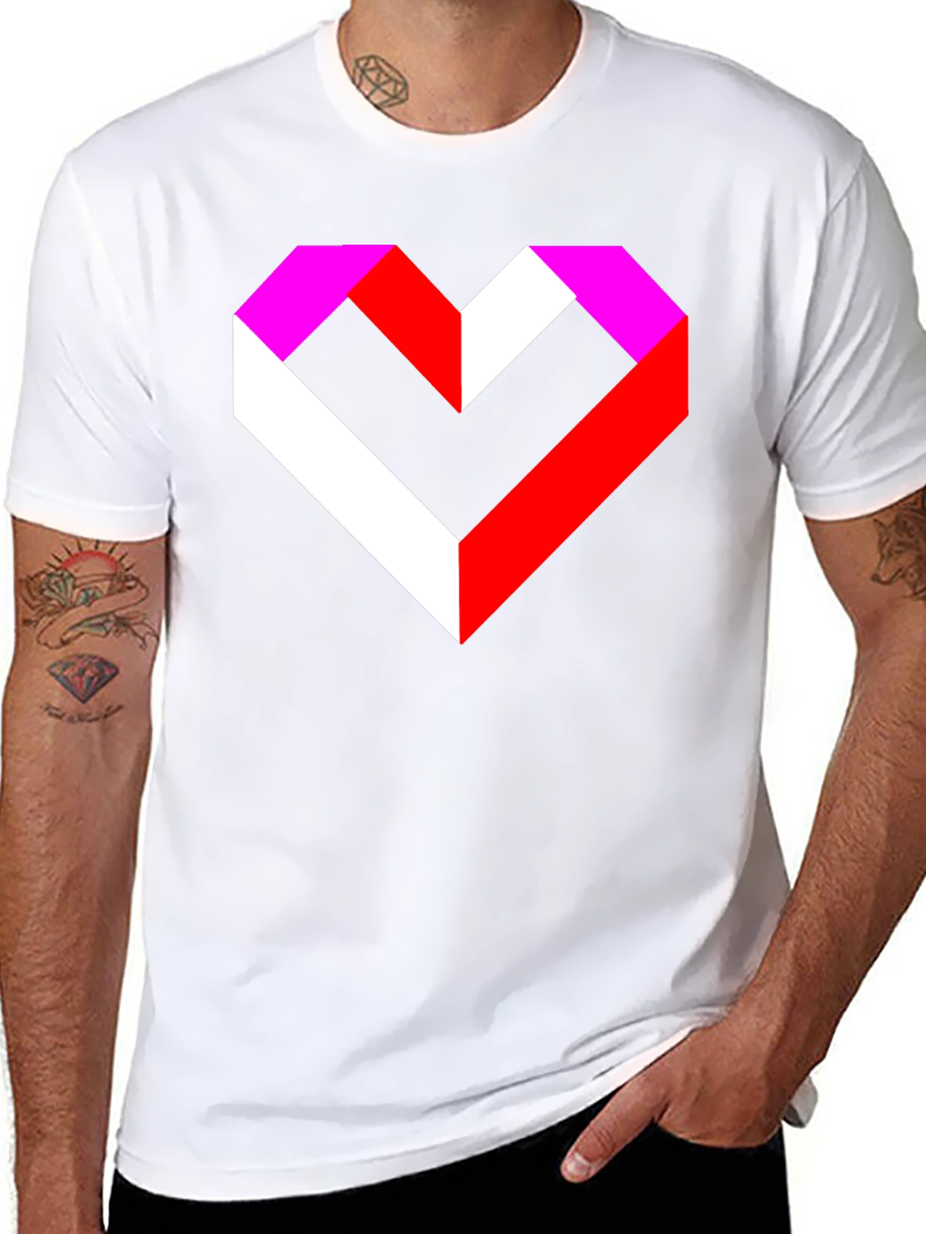 Geometric Heart Graphic Tee - Modern Style