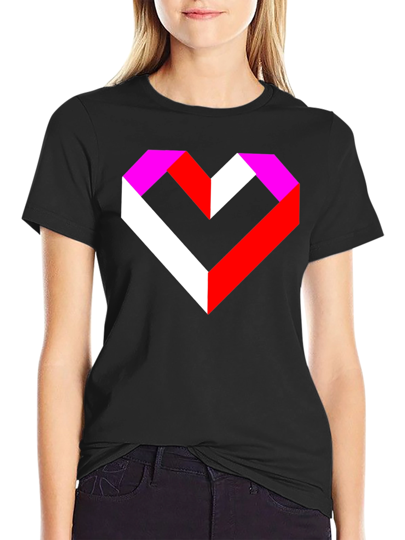 Geometric Heart Graphic Tee - Modern Style