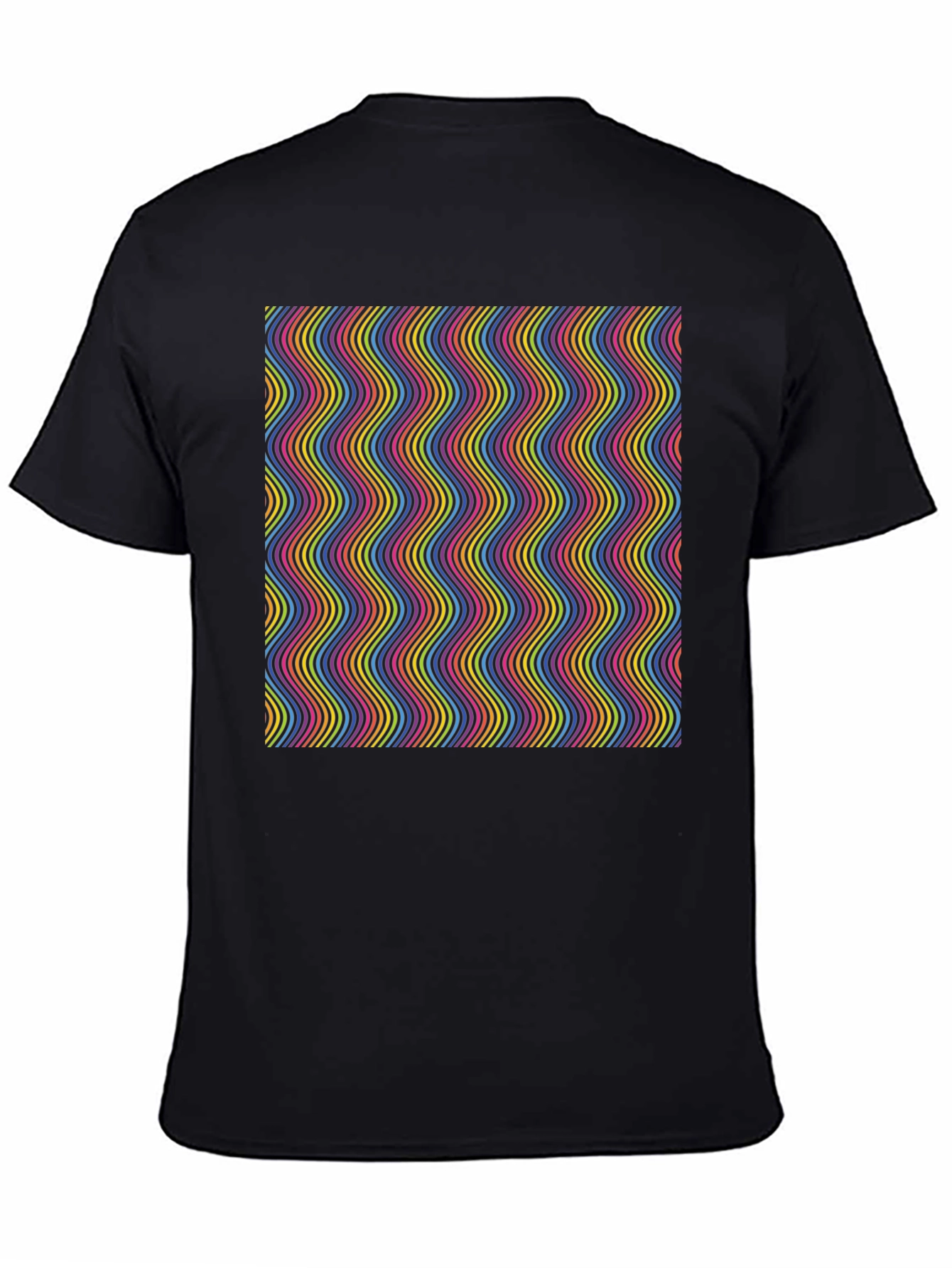 Retro Wave Pattern T-Shirt - Black