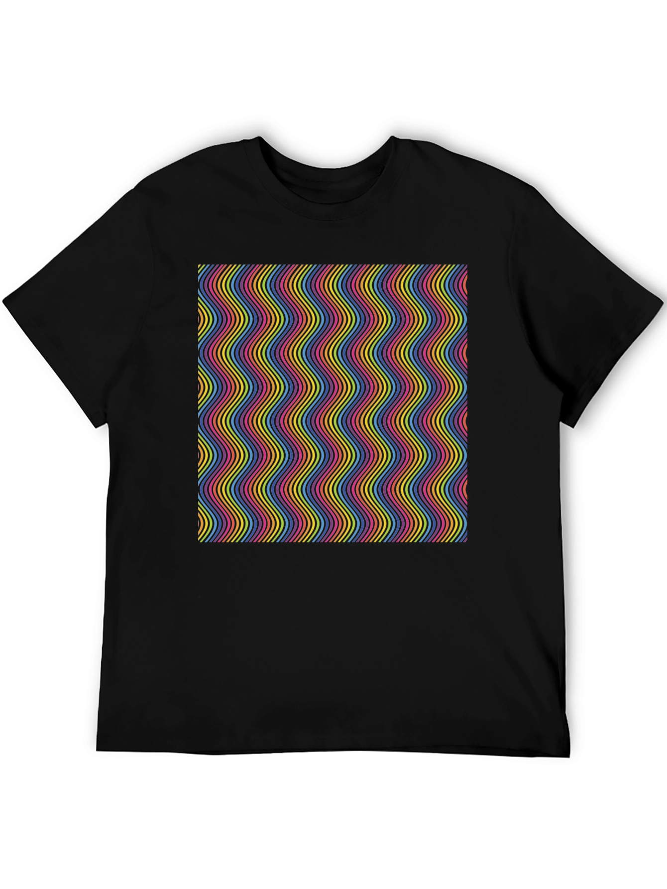 Retro Wave Pattern T-Shirt - Black
