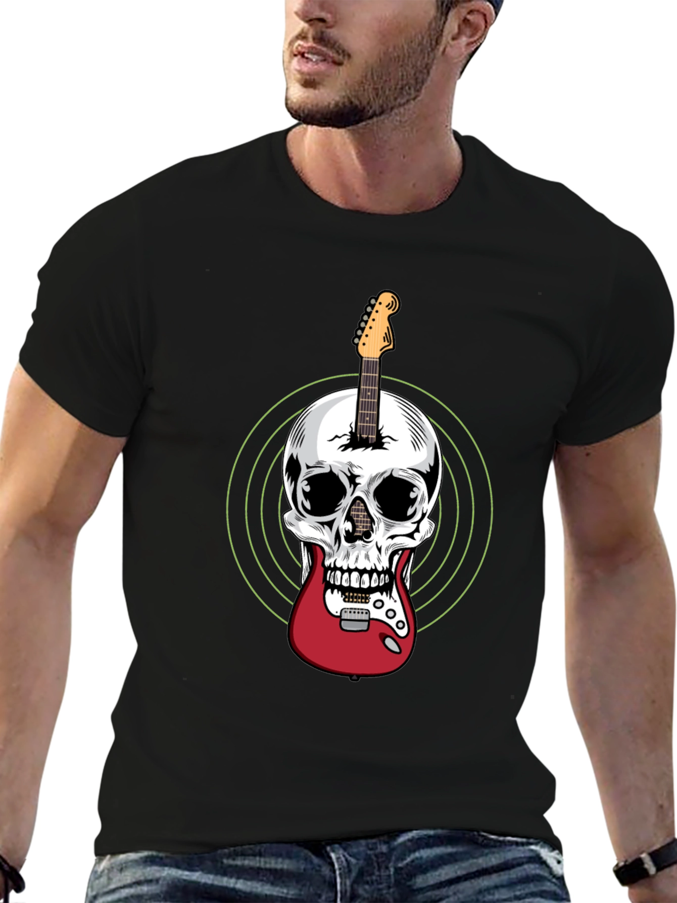 Skull Guitar T-Shirt - Rock Music Tee