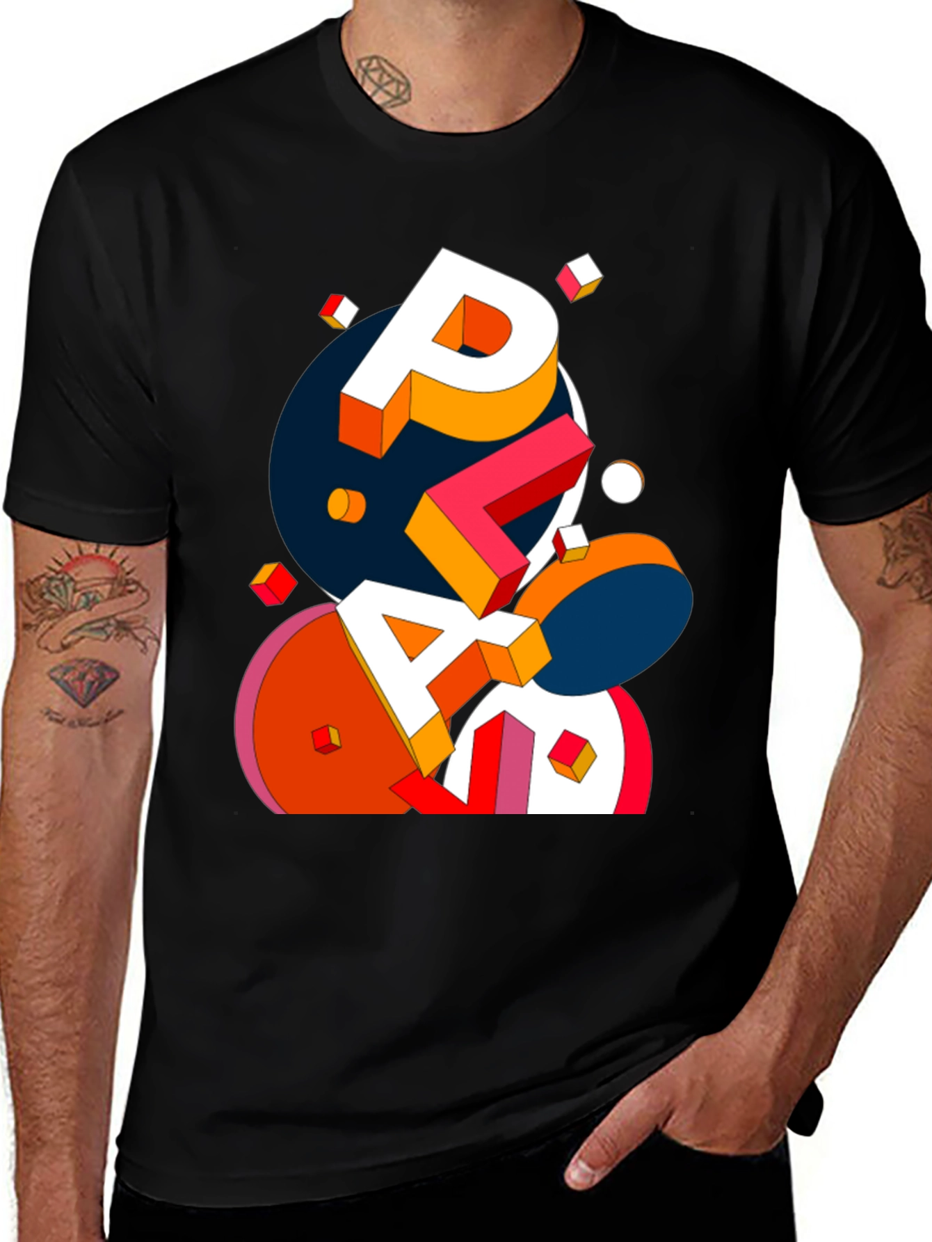 Abstract Geometric Word Art T-Shirt