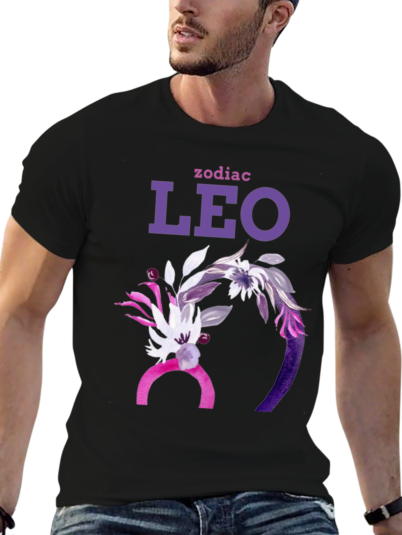 Leo Zodiac Floral Graphic T-Shirt