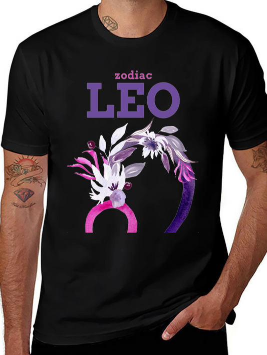 Leo Zodiac Floral Graphic T-Shirt