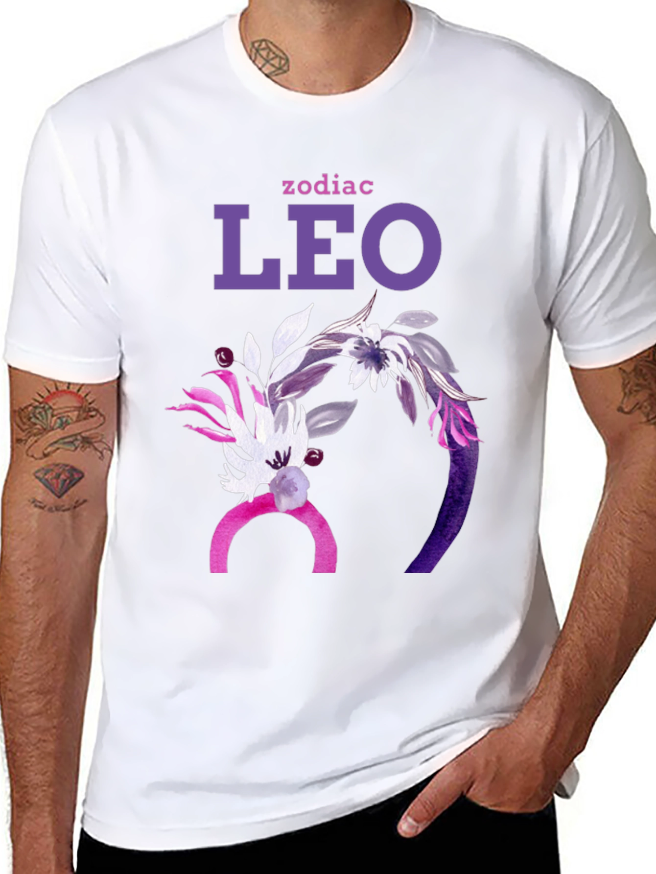 Leo Zodiac Floral Graphic T-Shirt