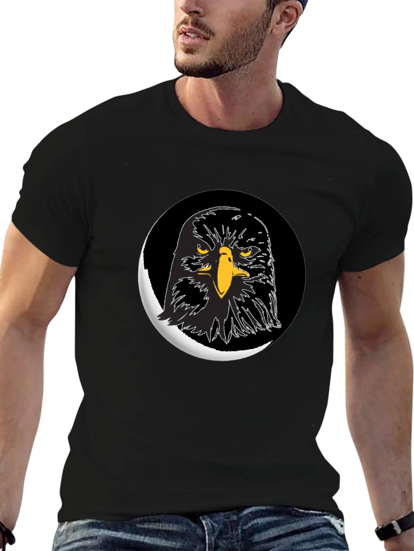 Eagle Graphic Print Black T-Shirt for Men