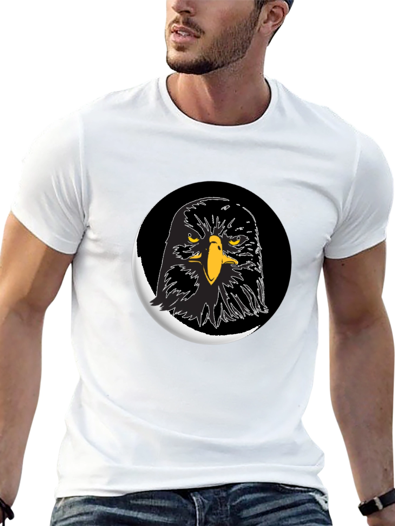 Eagle Graphic Print Black T-Shirt for Men