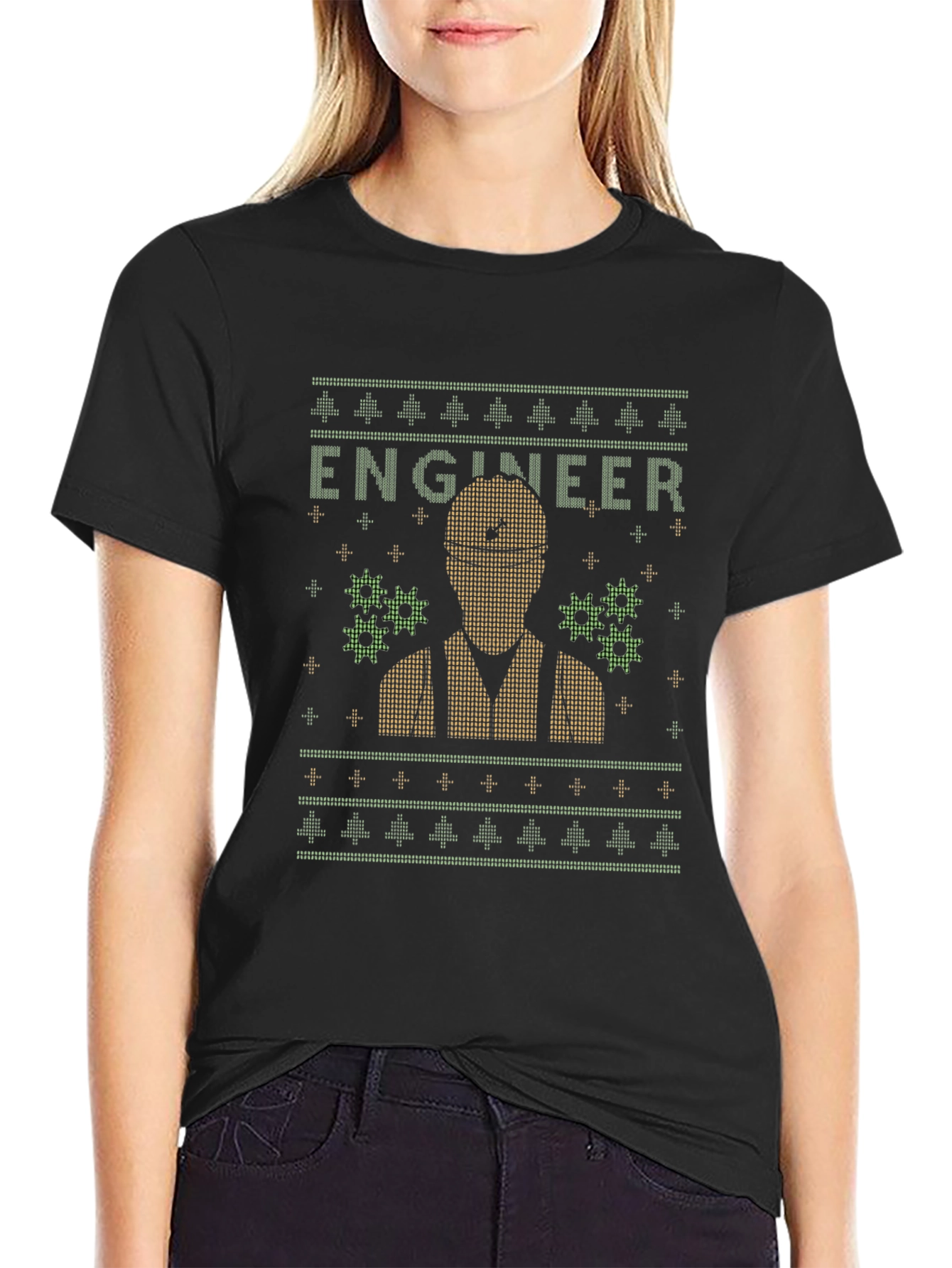 Engineer Ugly Christmas Sweater Style T-Shirt