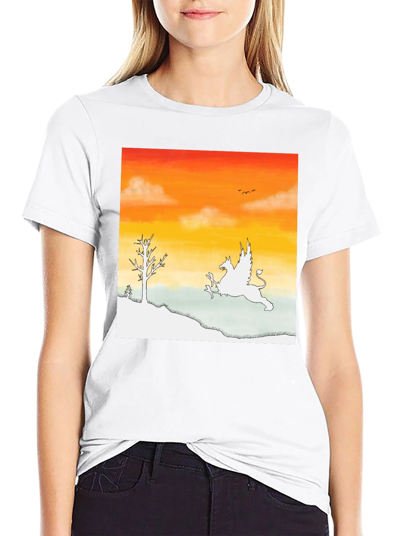 Griffin Sunset Graphic Tee - Fantasy Inspired Art