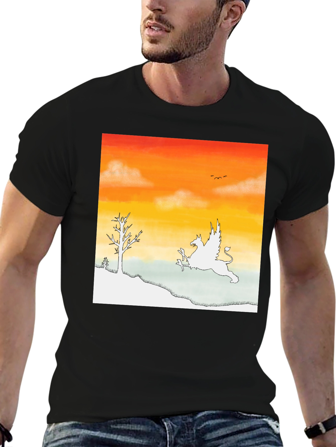 Griffin Sunset Graphic Tee - Fantasy Inspired Art