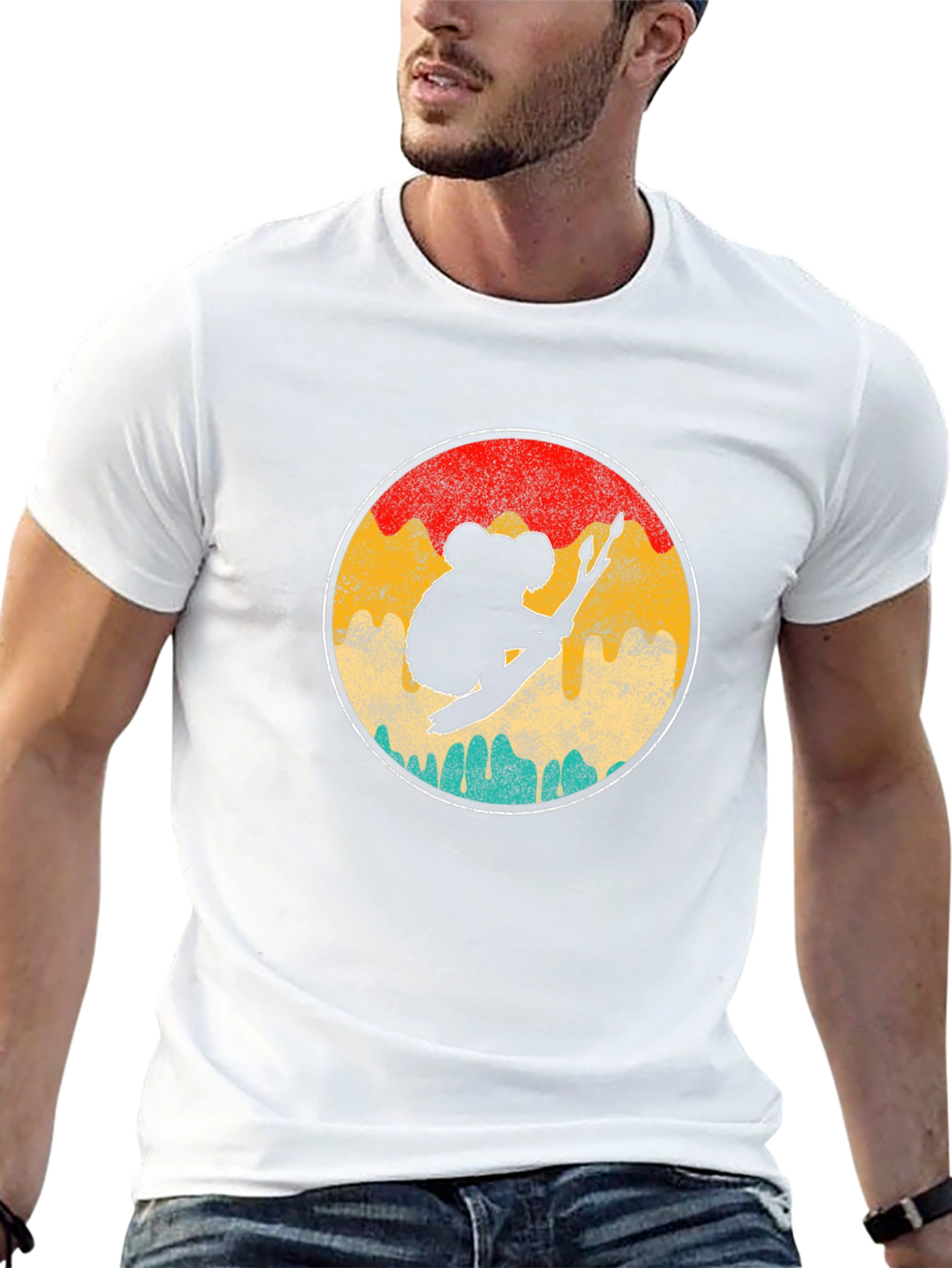 Koala Bear Silhouette Retro Circle T-Shirt
