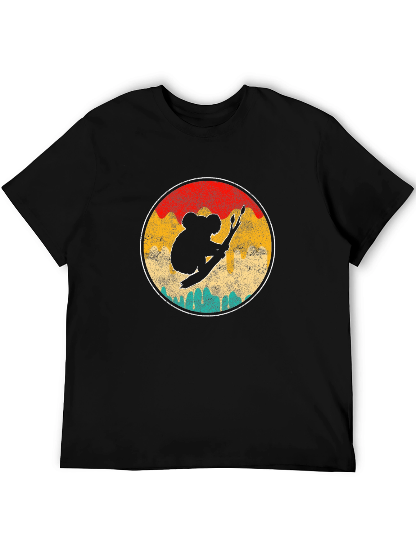 Koala Bear Silhouette Retro Circle T-Shirt