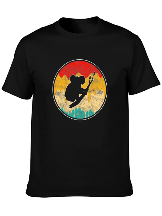 Koala Bear Silhouette Retro Circle T-Shirt