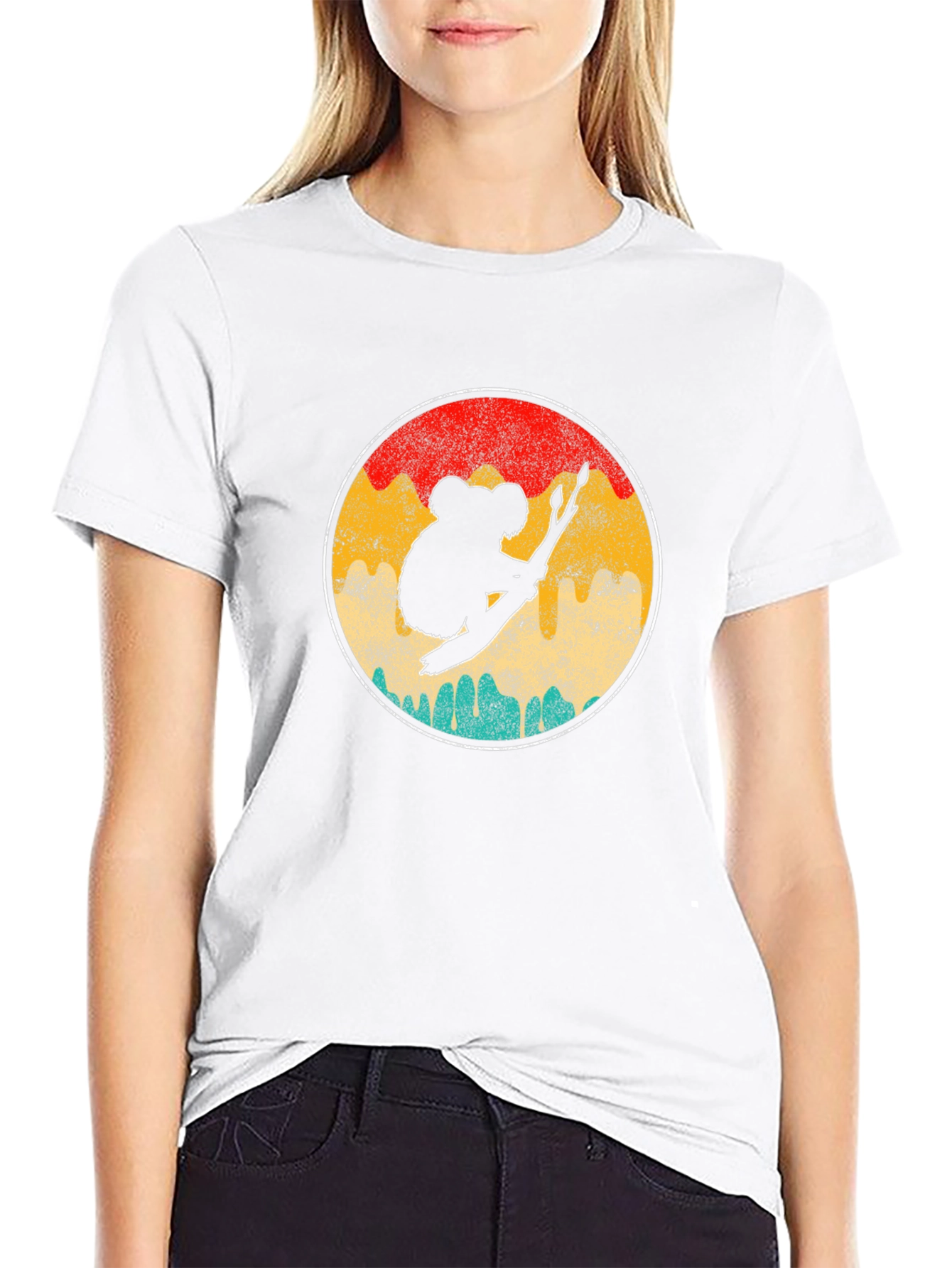 Koala Bear Silhouette Retro Circle T-Shirt
