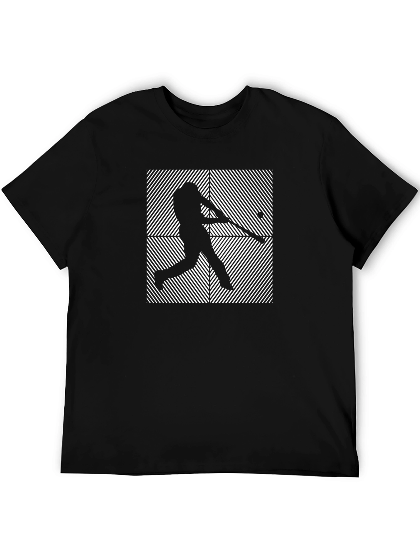 Baseball Player Graphic Print T-Shirt - Black