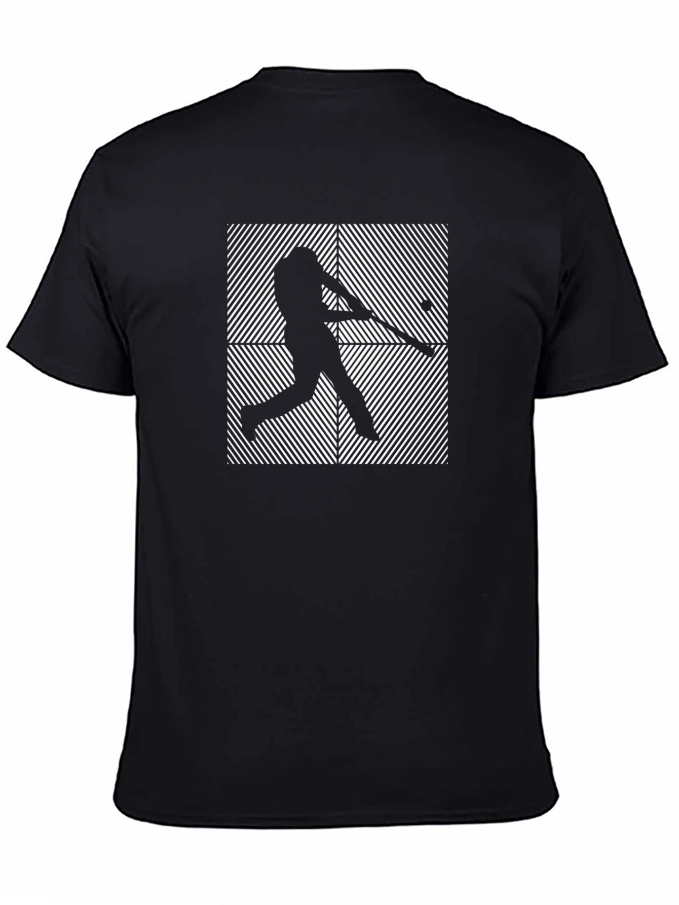 Baseball Player Graphic Print T-Shirt - Black