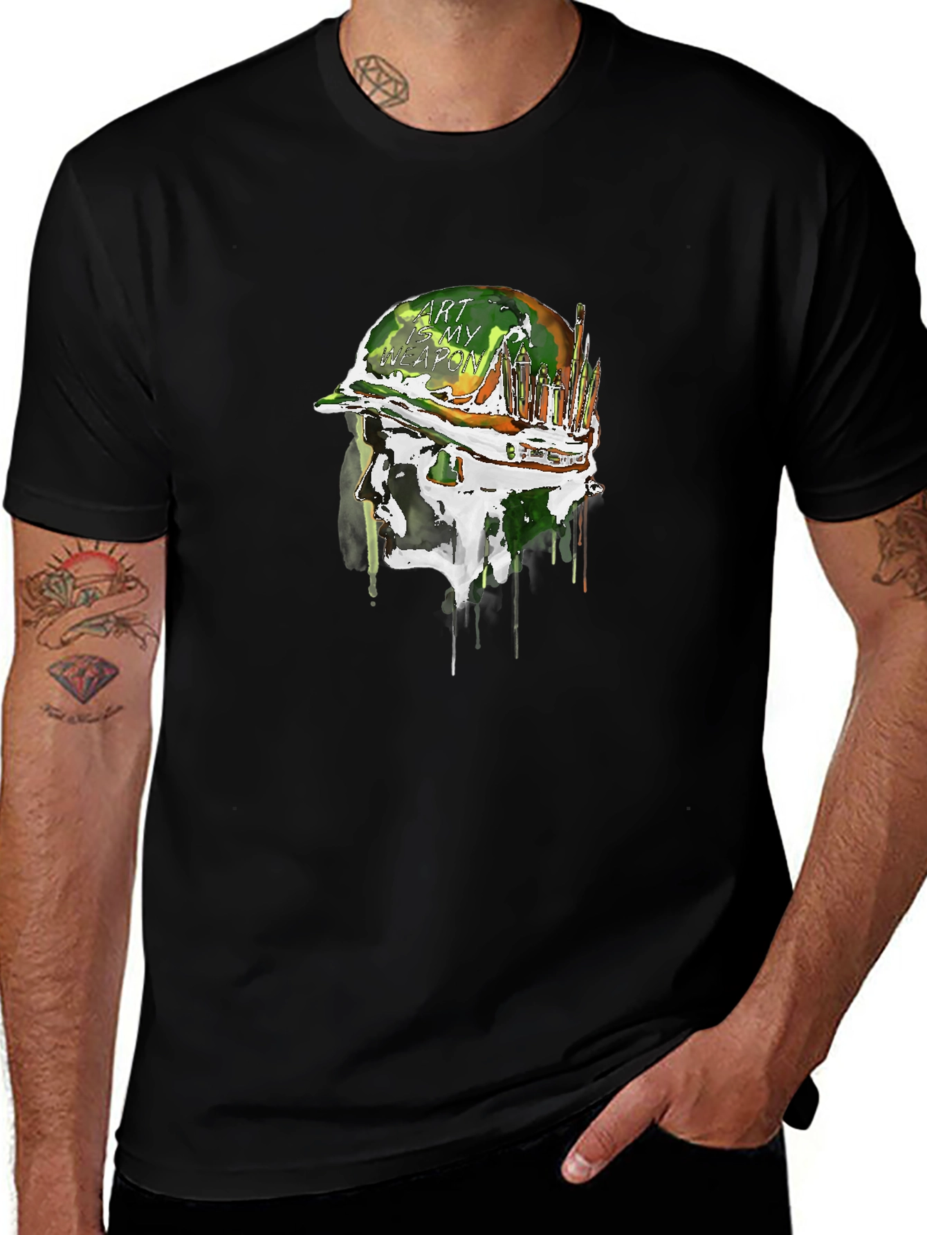 Art is My Weapon Graphic Tee - Military Style
