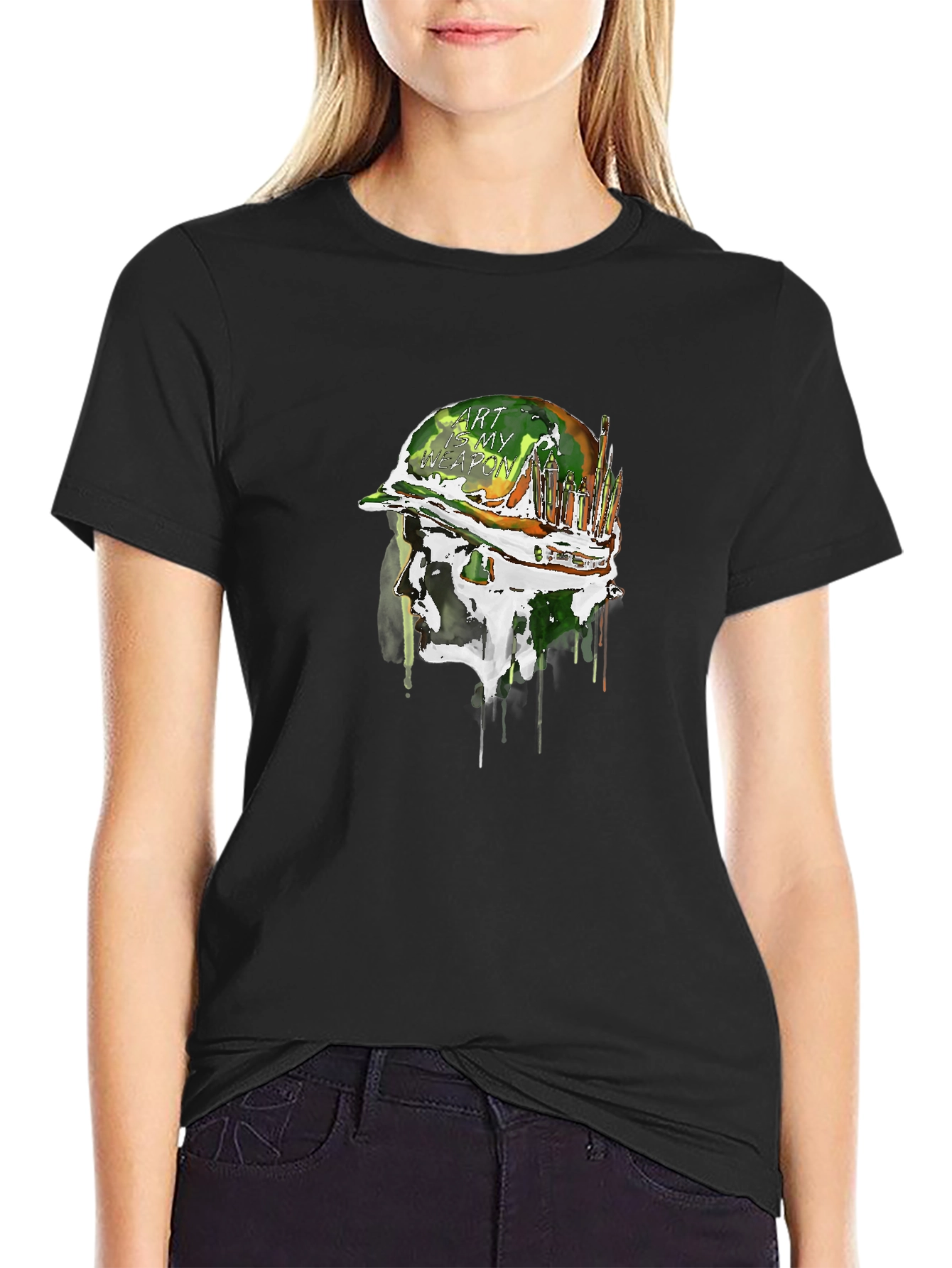 Art is My Weapon Graphic Tee - Military Style
