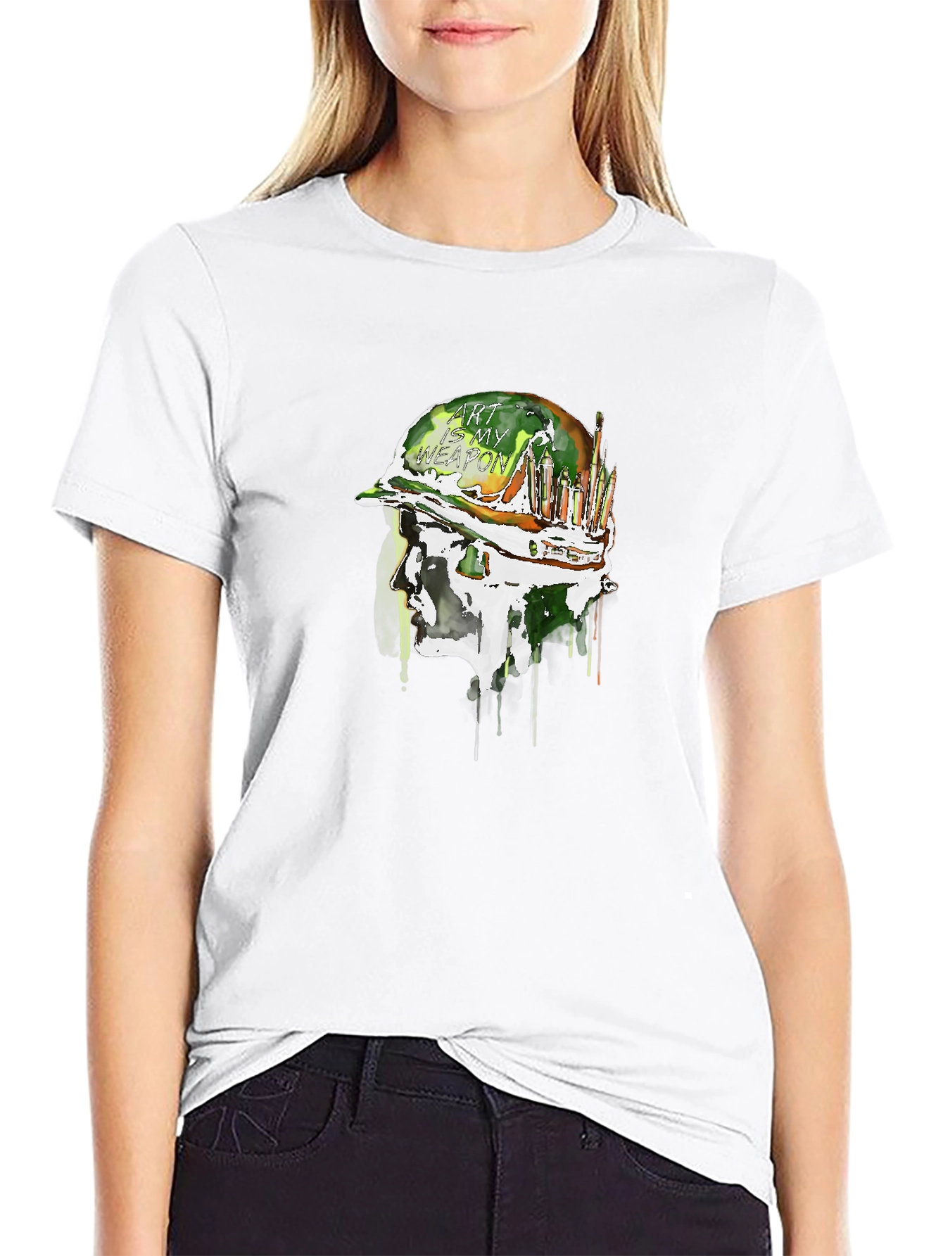 Art is My Weapon Graphic Tee - Military Style