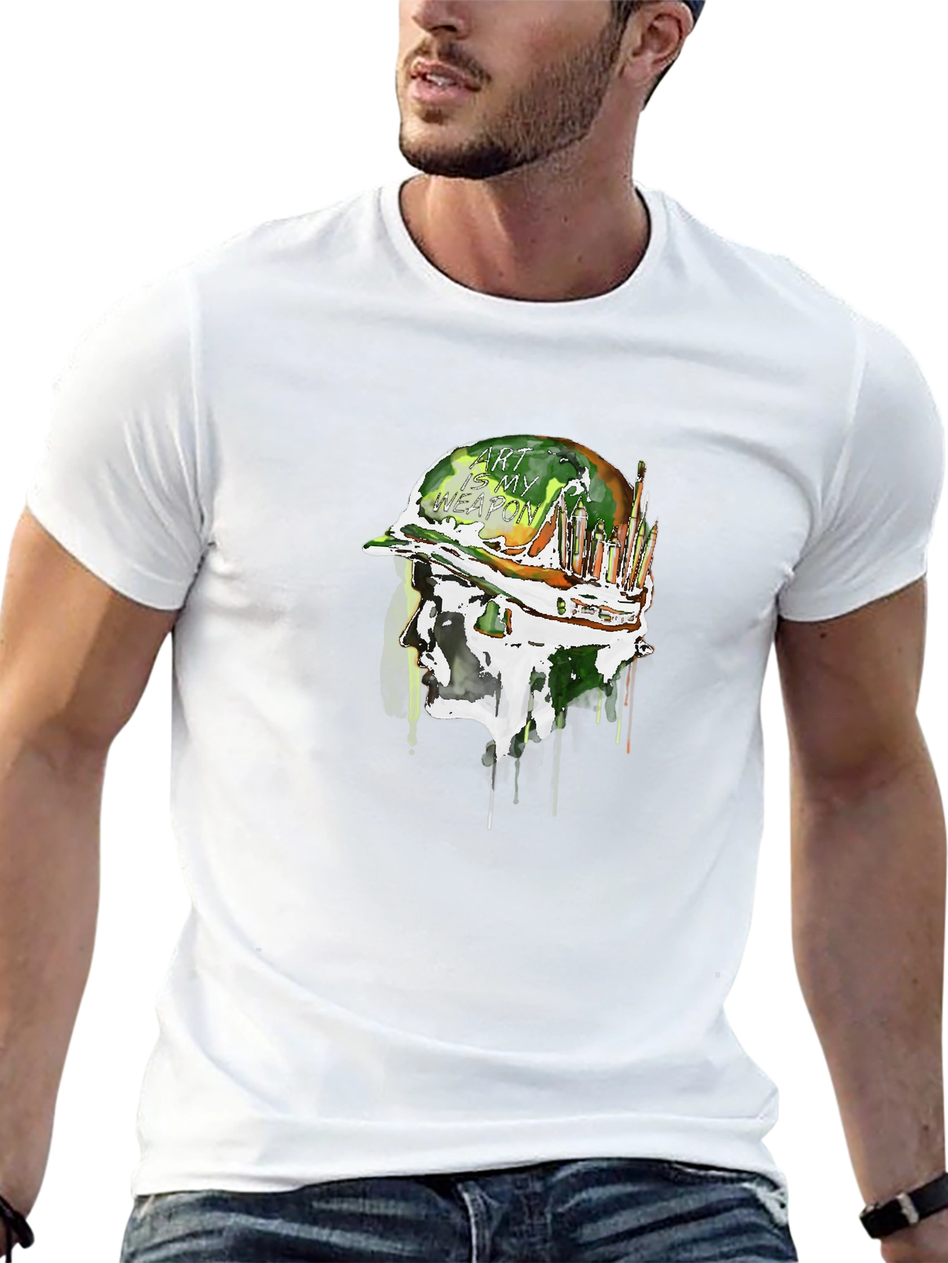 Art is My Weapon Graphic Tee - Military Style