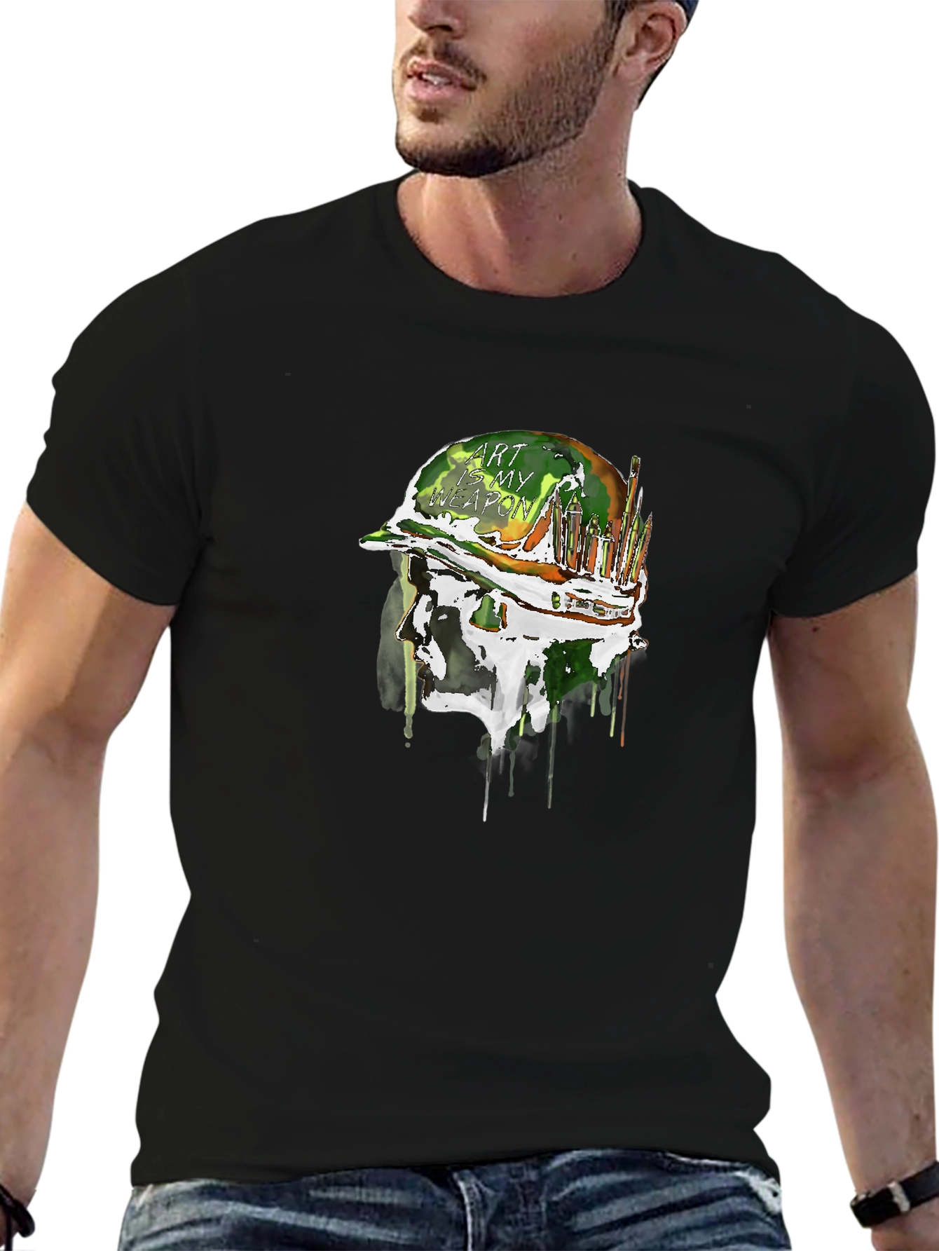 Art is My Weapon Graphic Tee - Military Style