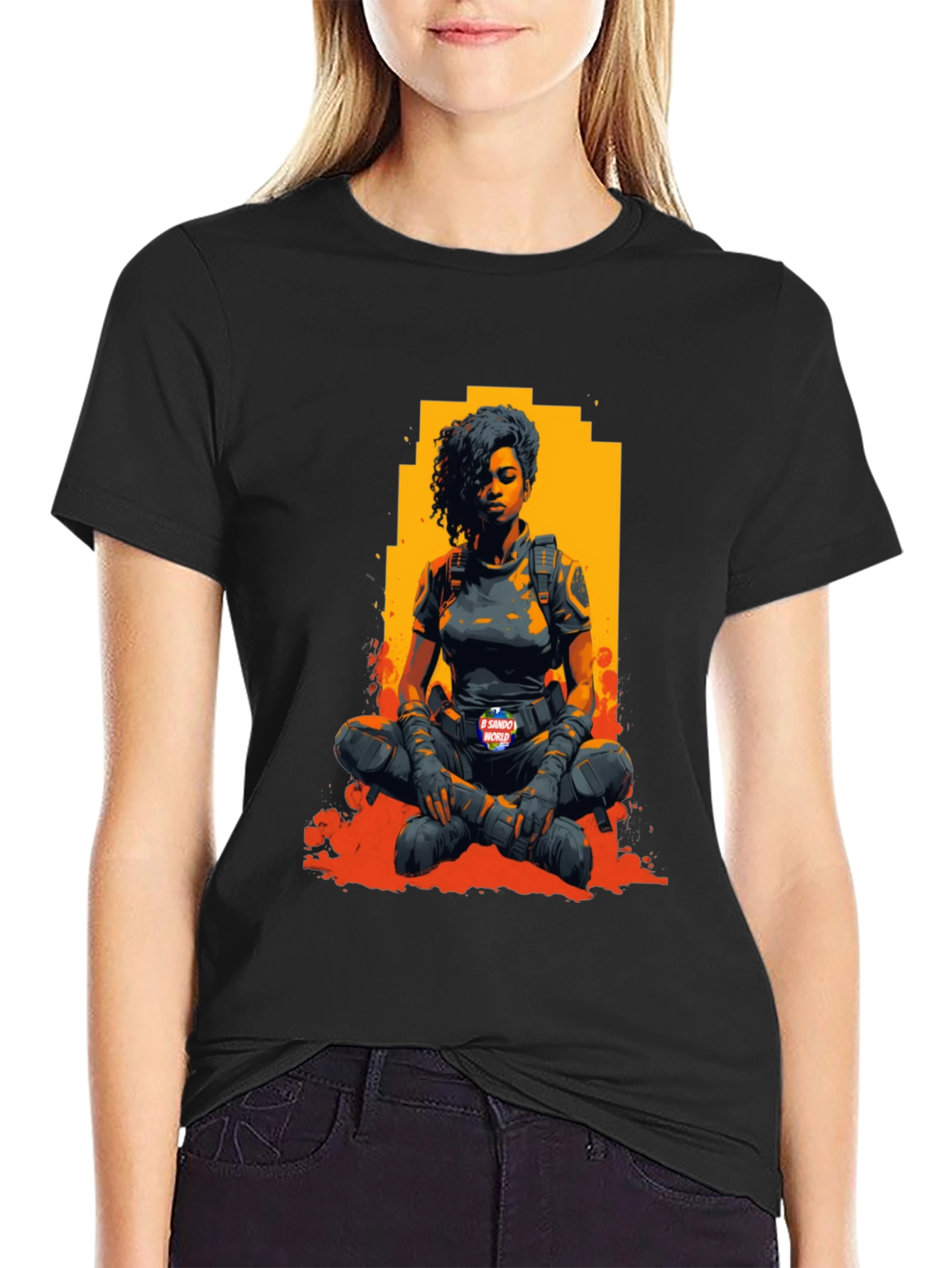 Woman Warrior Graphic T-Shirt - Black
