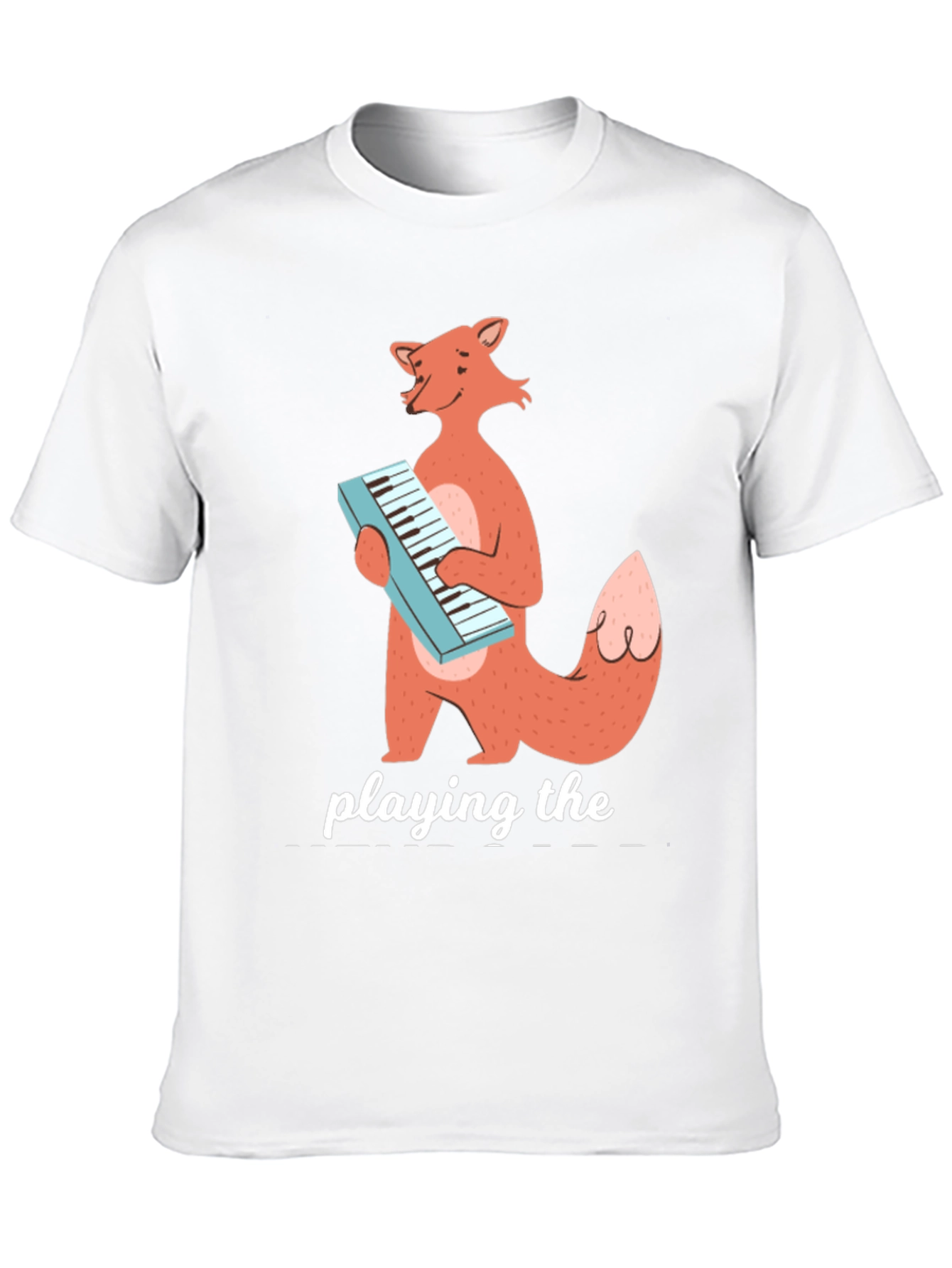 Fox Playing Keyboard Funny Graphic T-Shirt
