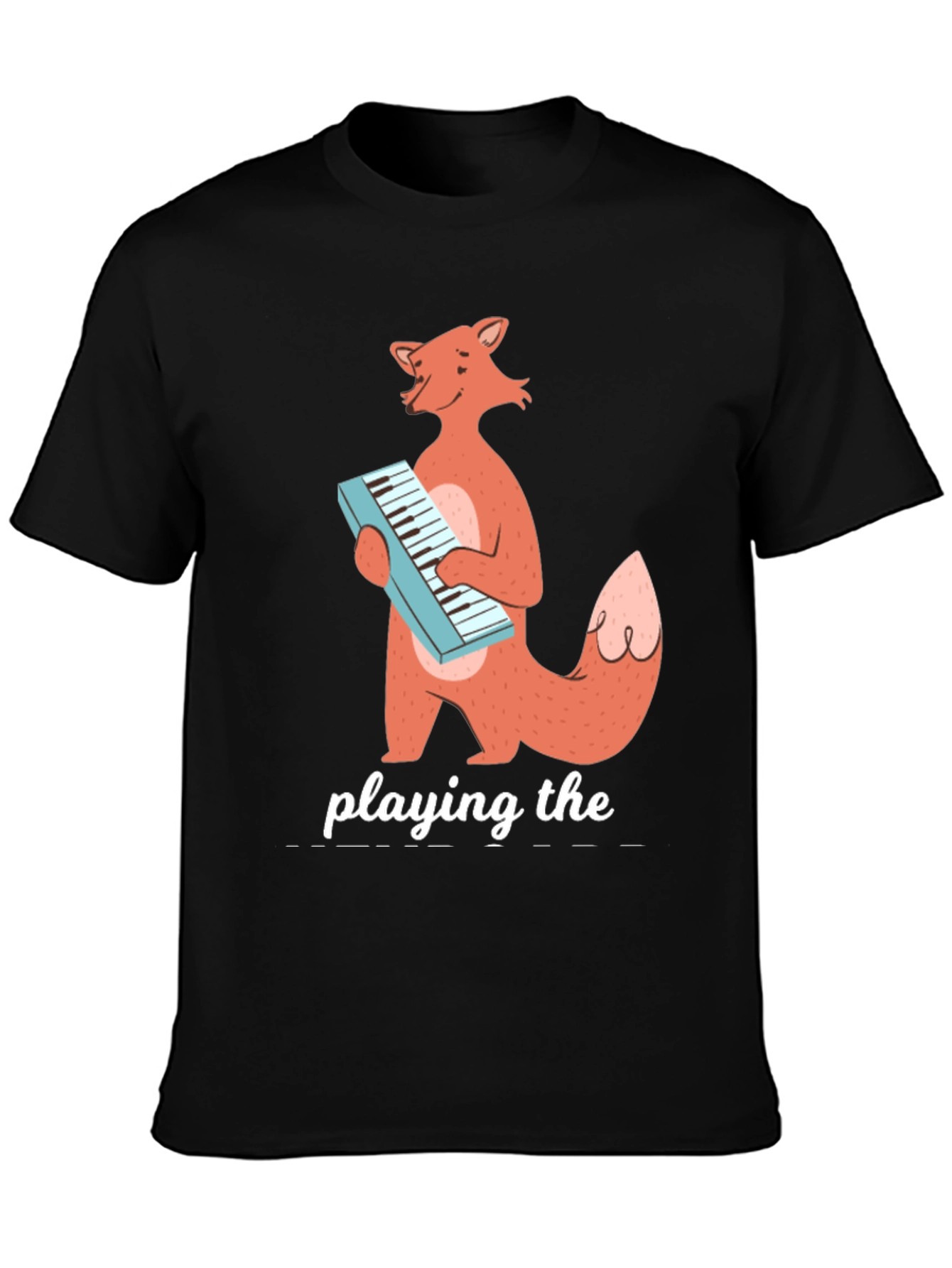 Fox Playing Keyboard Funny Graphic T-Shirt
