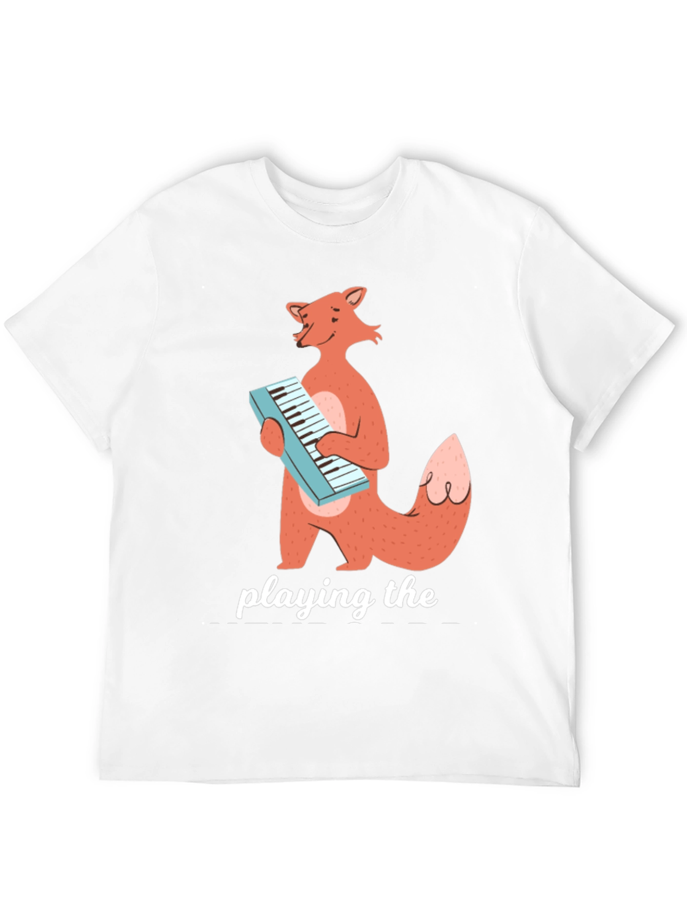 Fox Playing Keyboard Funny Graphic T-Shirt