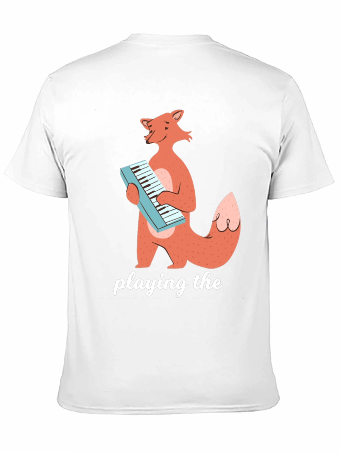 Fox Playing Keyboard Funny Graphic T-Shirt