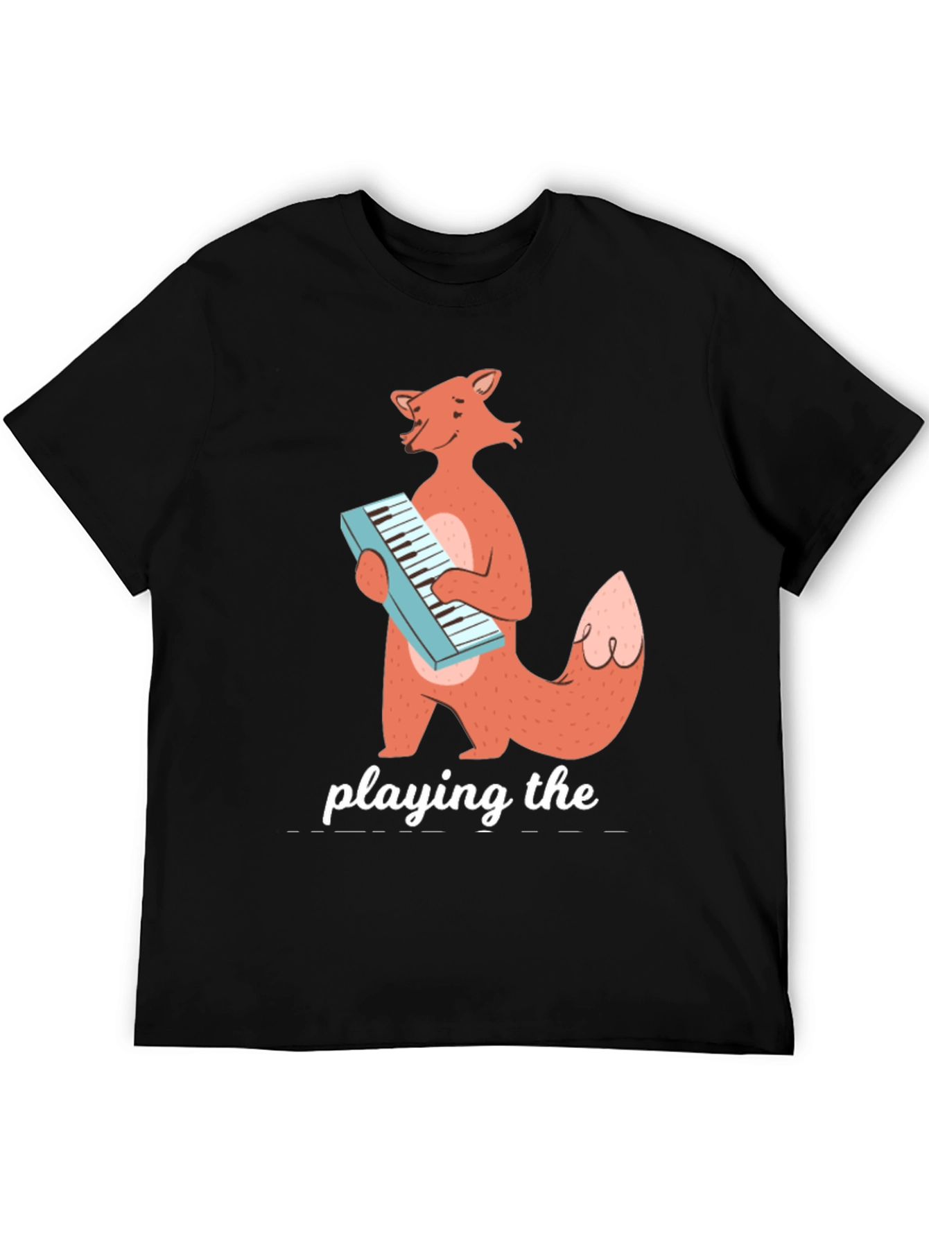 Fox Playing Keyboard Funny Graphic T-Shirt